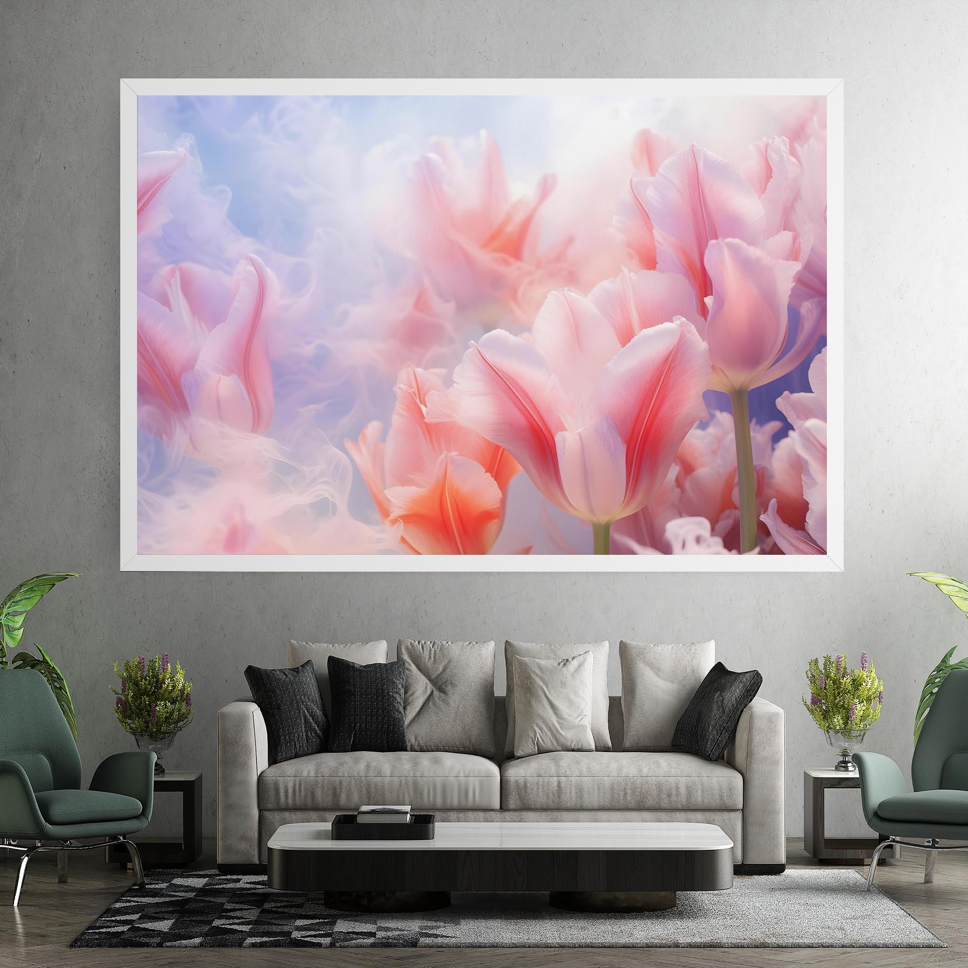 Leinwandbild Dreamy Pink Tulips mockup 7