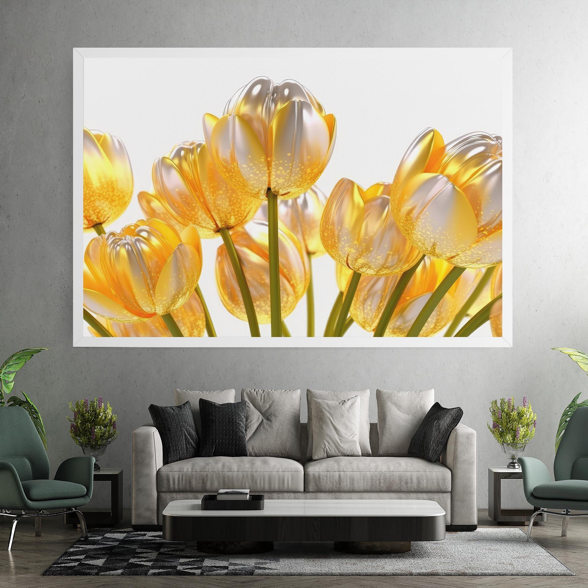 Leinwandbild Gold White Tulips mockup 7