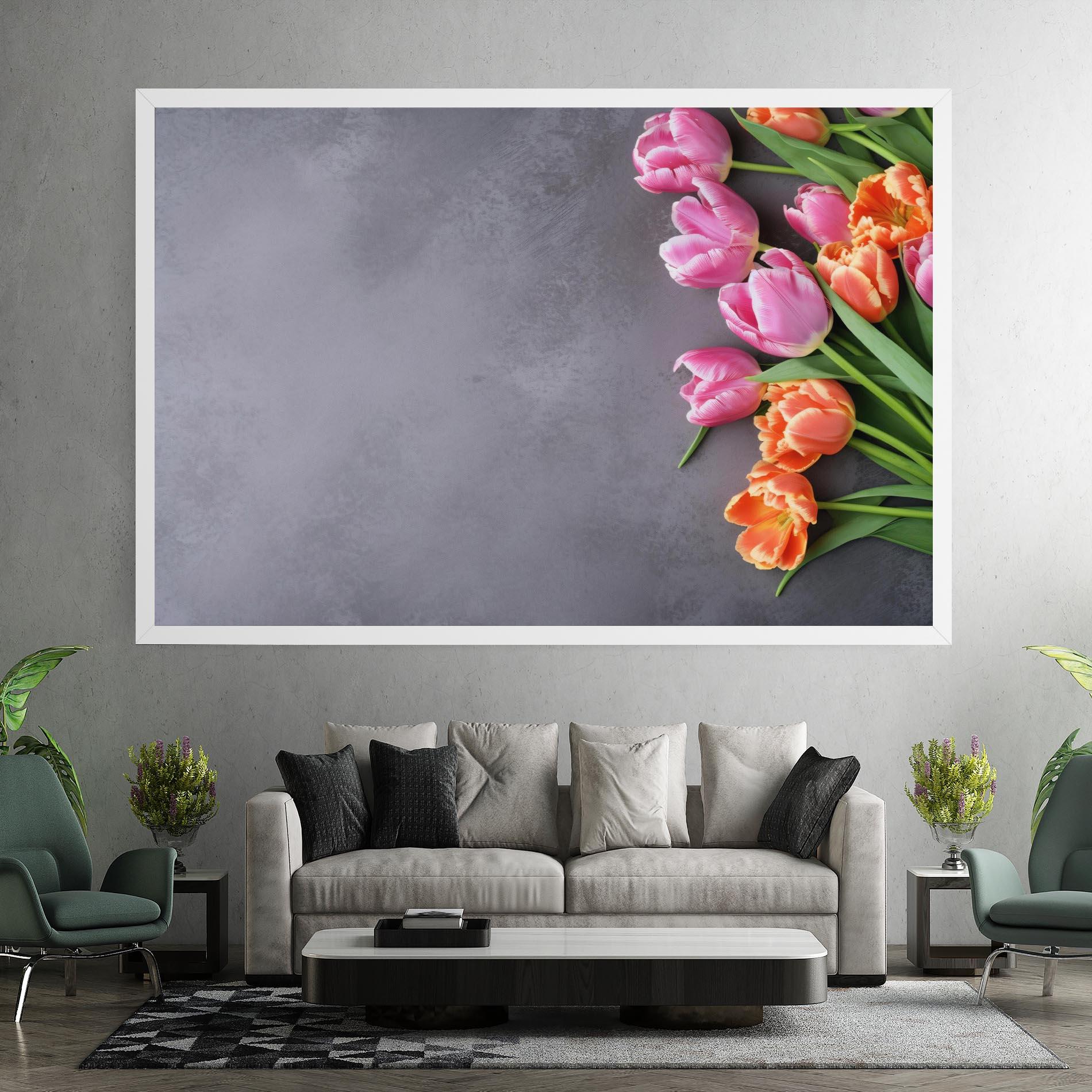 Leinwandbild Light Orange Pink Tulips mockup 7