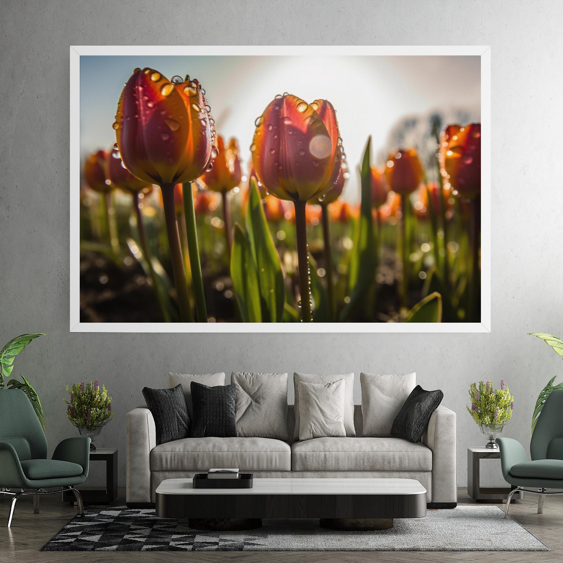 Leinwandbild Orange Tulips After Rain mockup 7