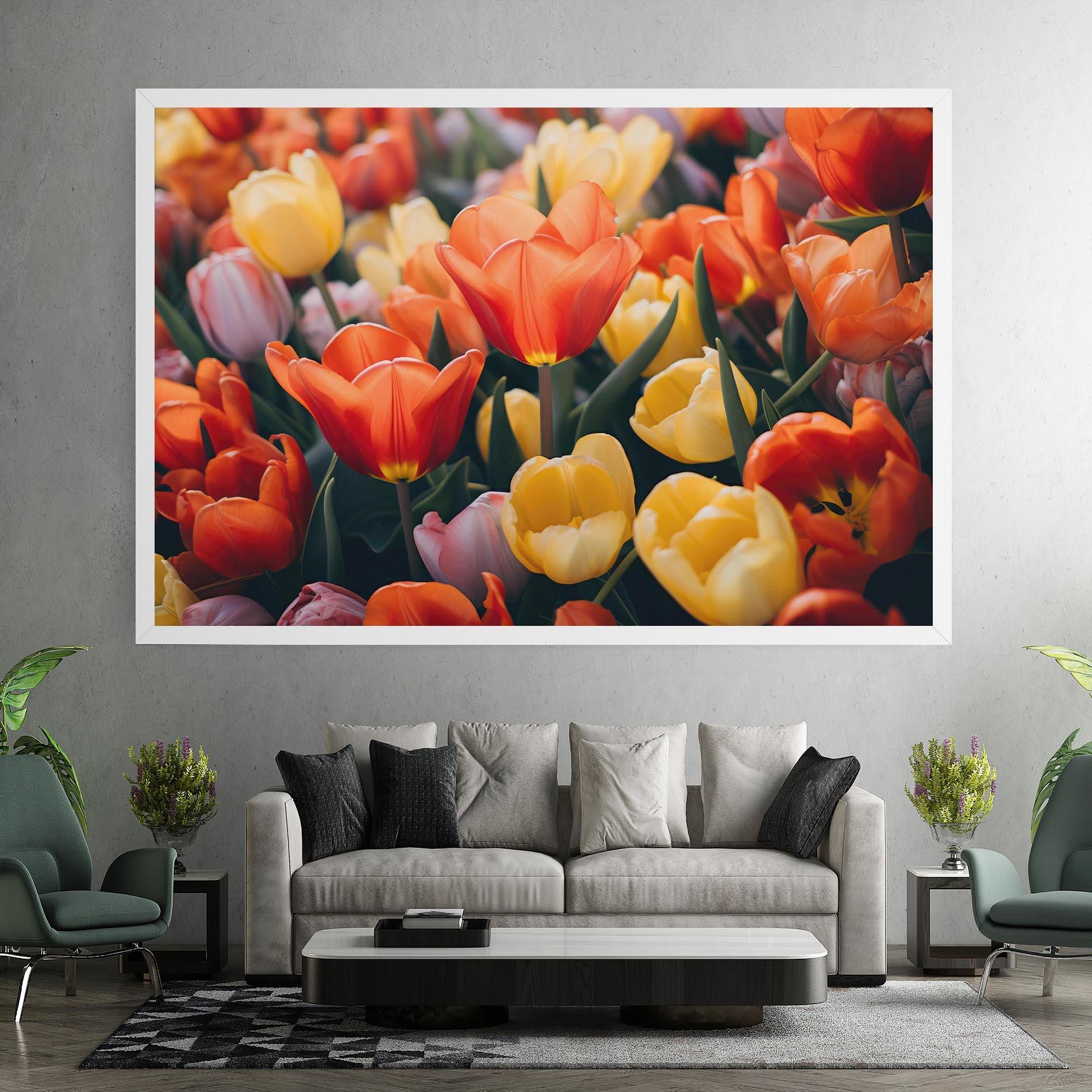 Leinwandbild Orange Yellow Tulips mockup 7
