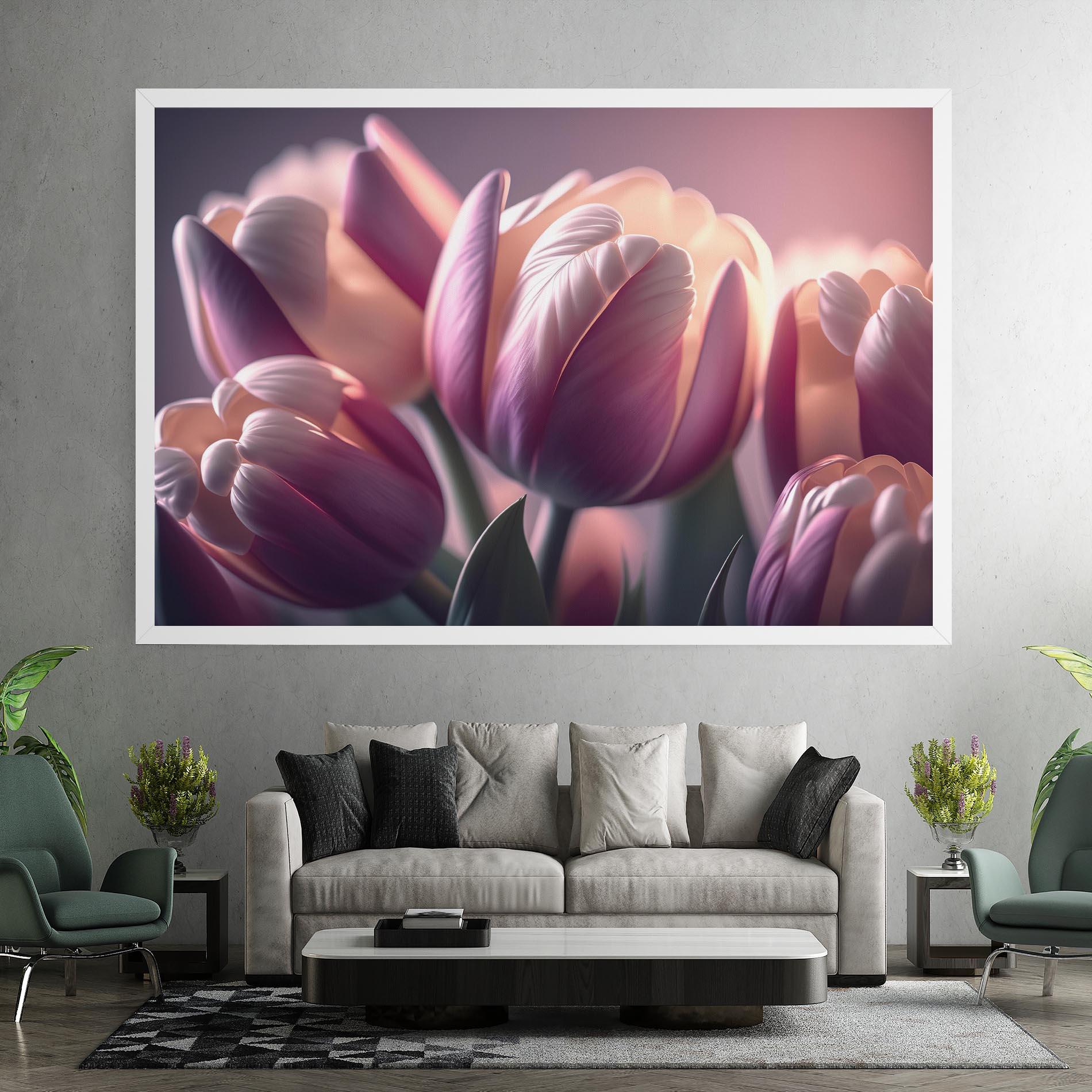Leinwandbild Pastel Pink Tulips mockup 7