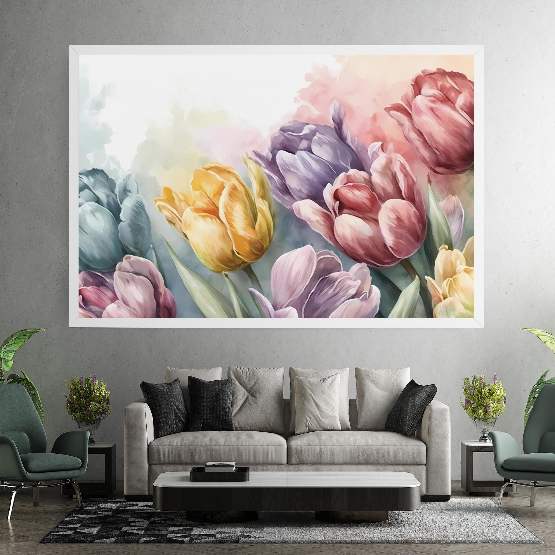 Leinwandbild Pastel Tulips mockup 7
