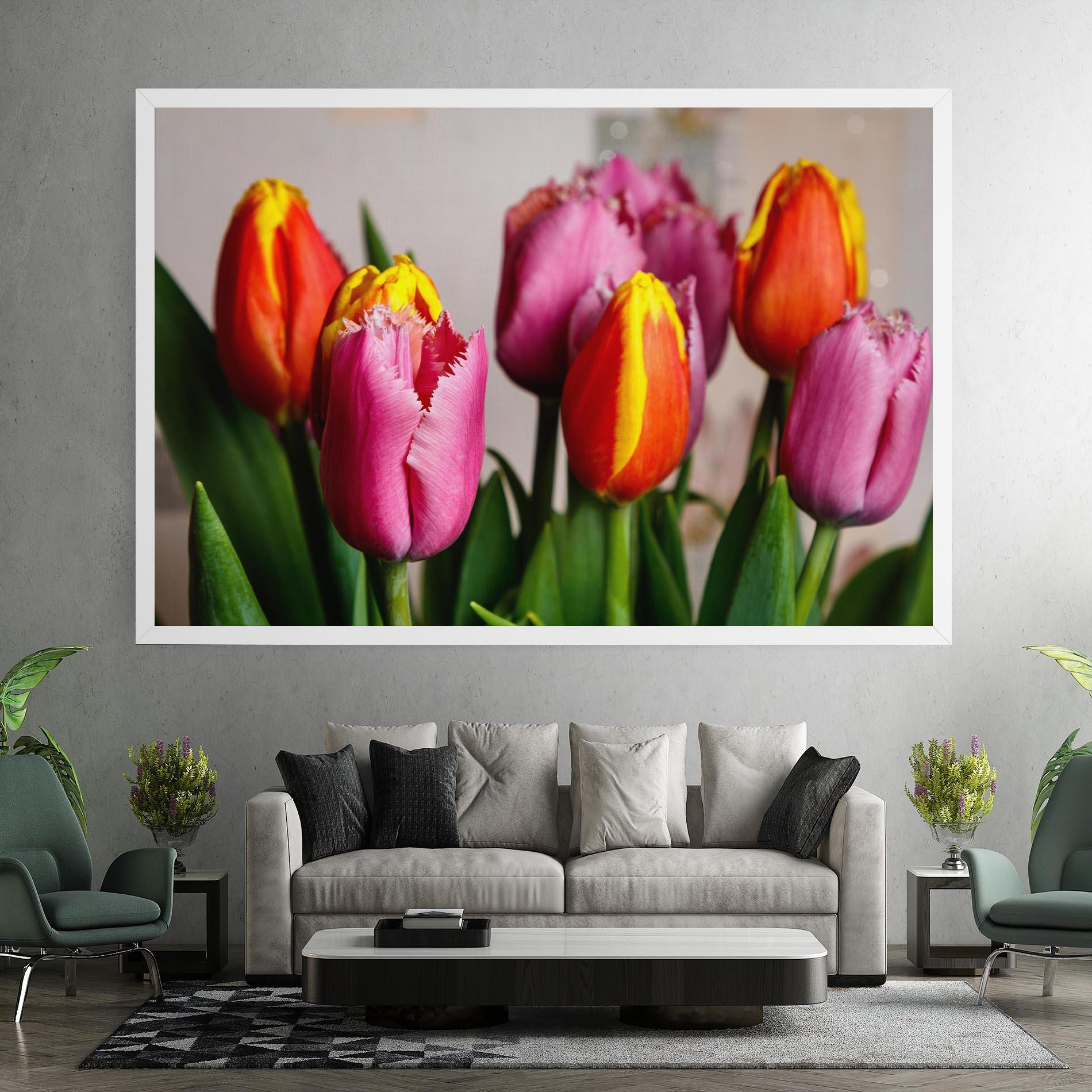 Leinwandbild Pink Orange Tulips mockup 7