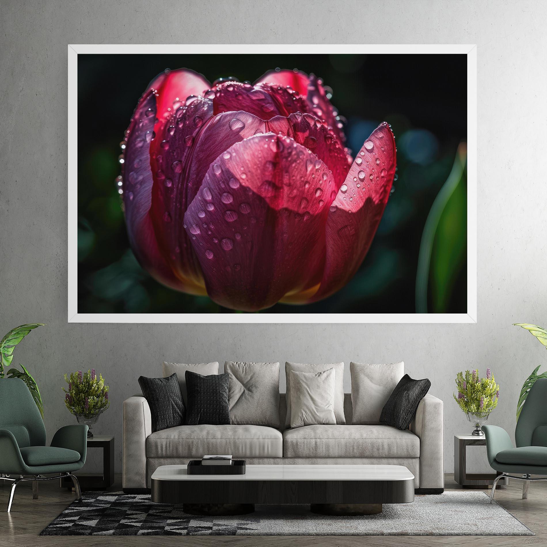 Leinwandbild Pink Tulip After Rain mockup 7