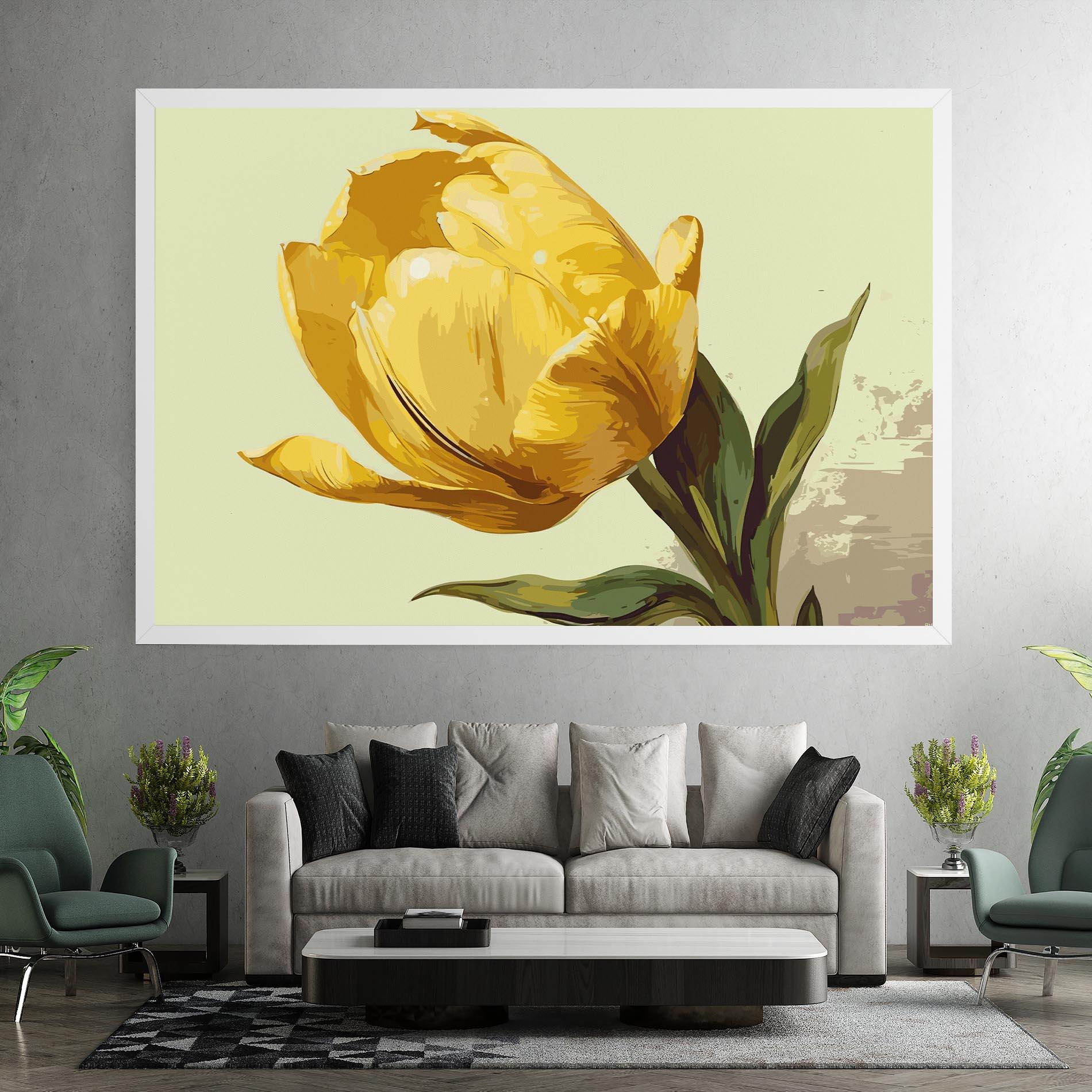 Leinwandbild Yellow Shiny Tulip mockup 7
