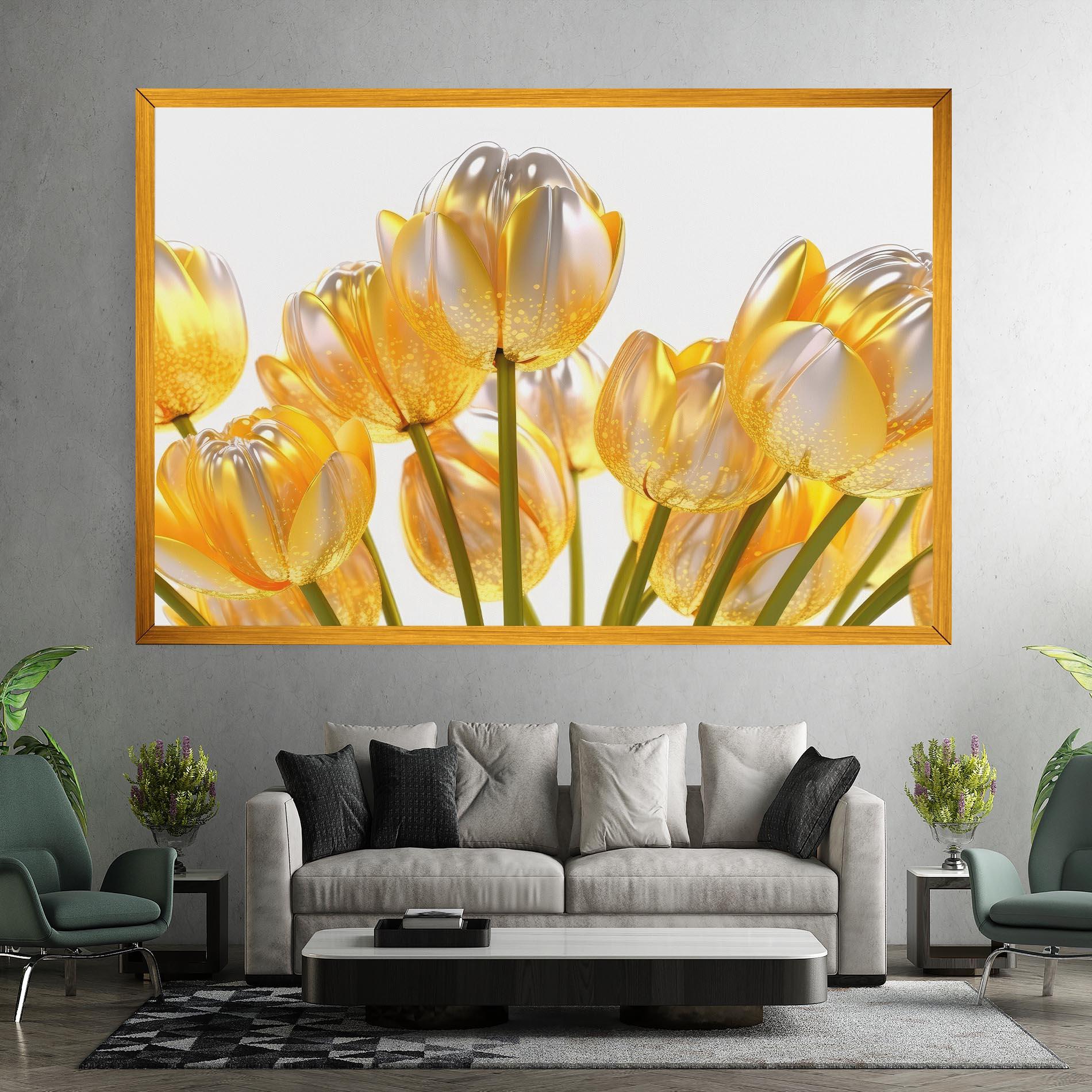 Leinwandbild Gold White Tulips mockup 7
