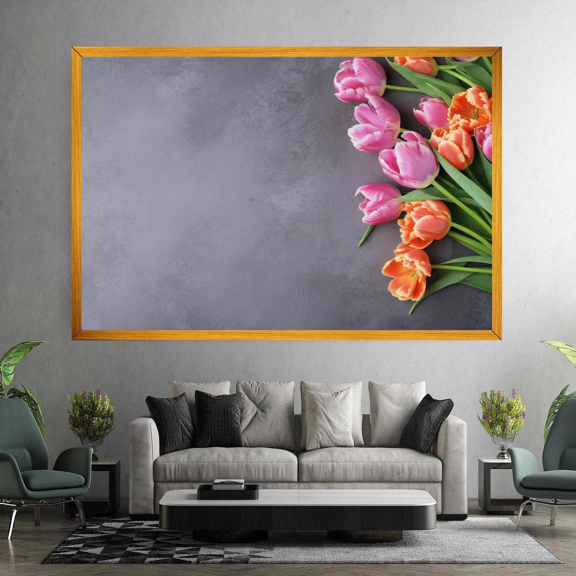Leinwandbild Light Orange Pink Tulips mockup 7