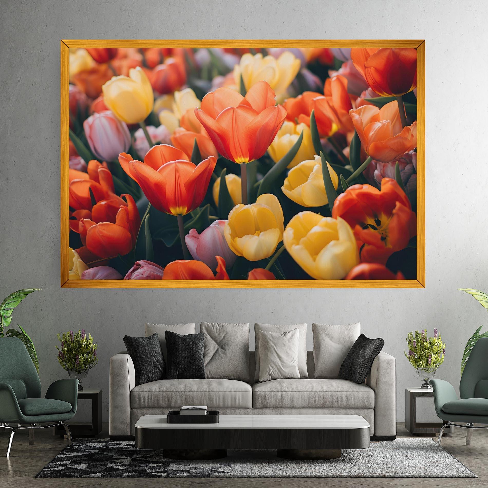 Leinwandbild Orange Yellow Tulips mockup 7