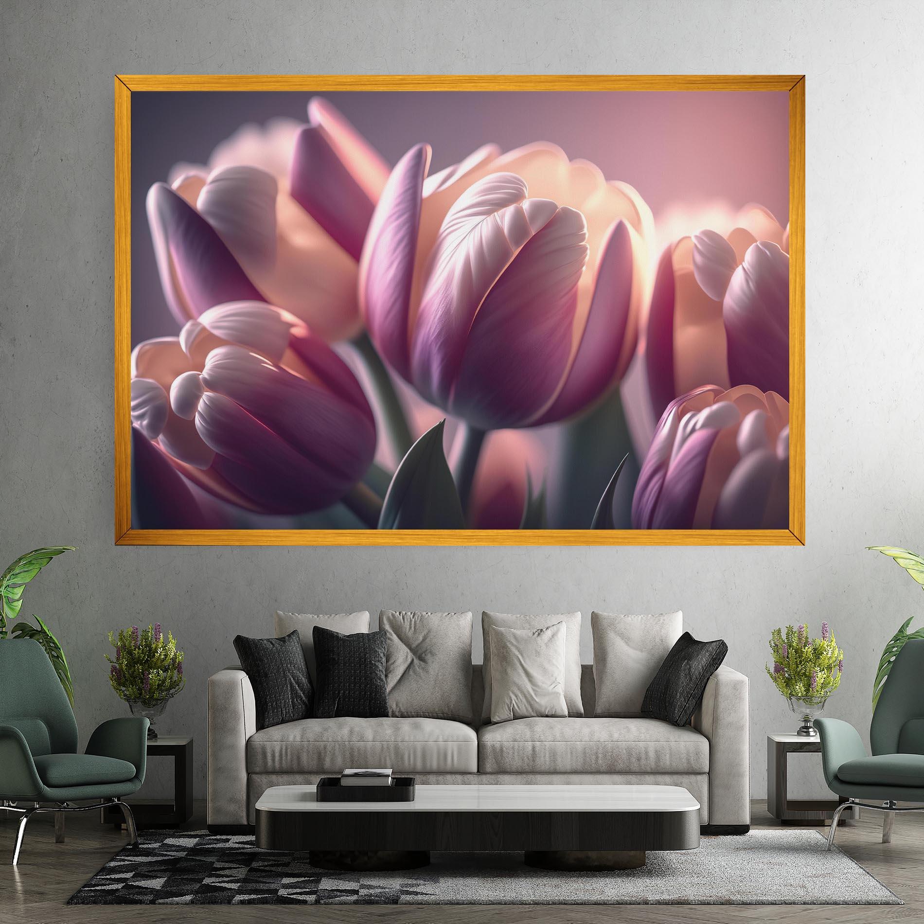 Leinwandbild Pastel Pink Tulips mockup 7