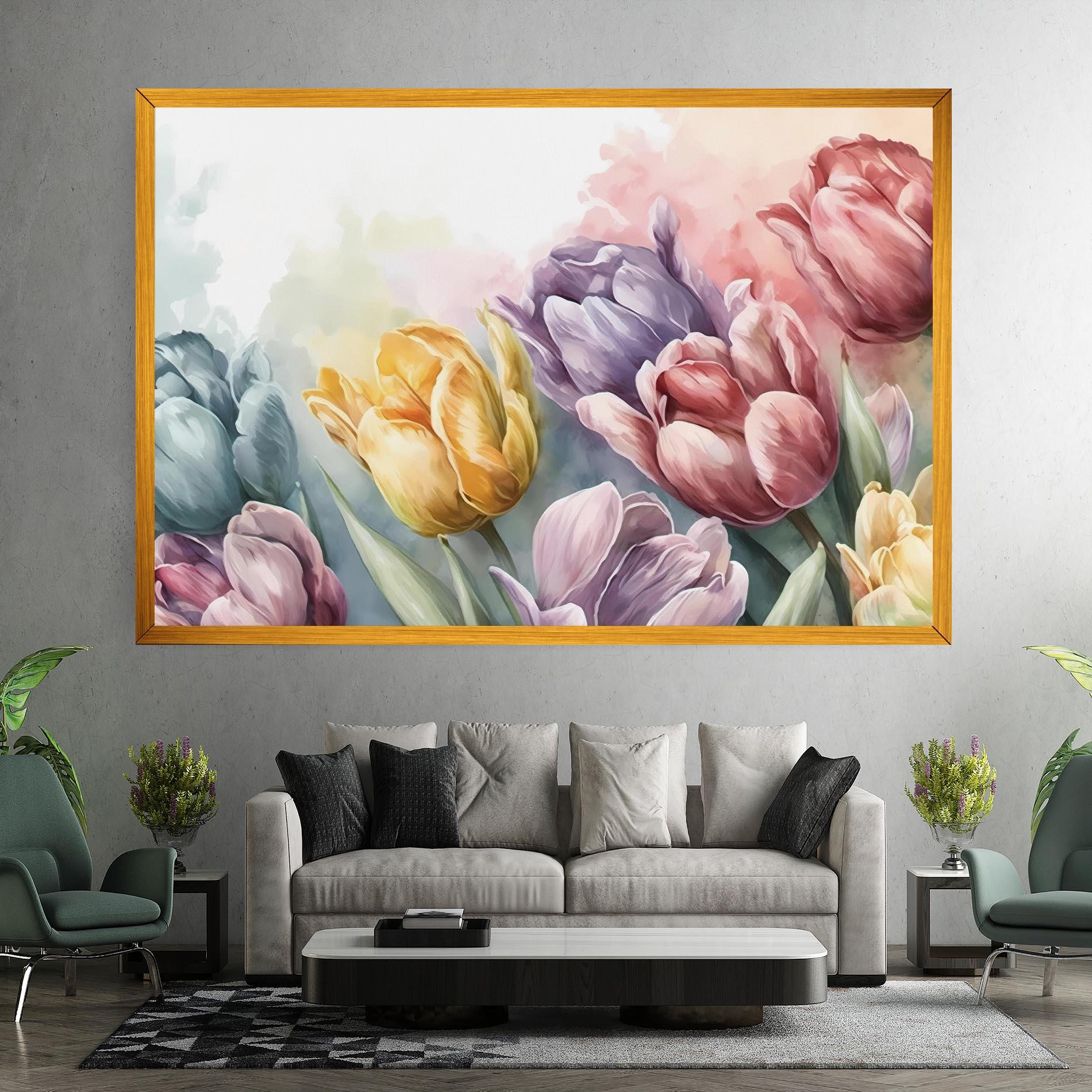 Leinwandbild Pastel Tulips mockup 7