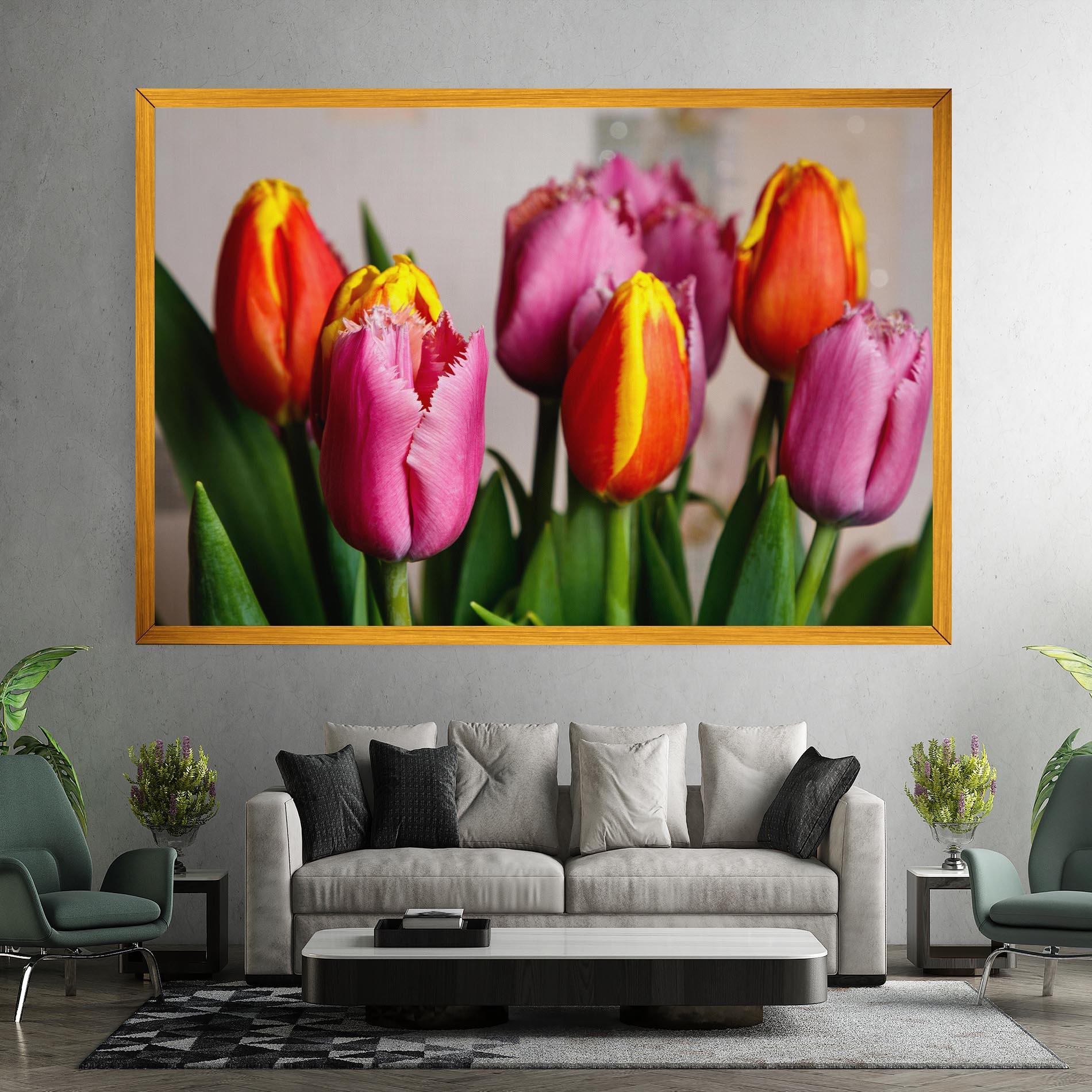 Leinwandbild Pink Orange Tulips mockup 7