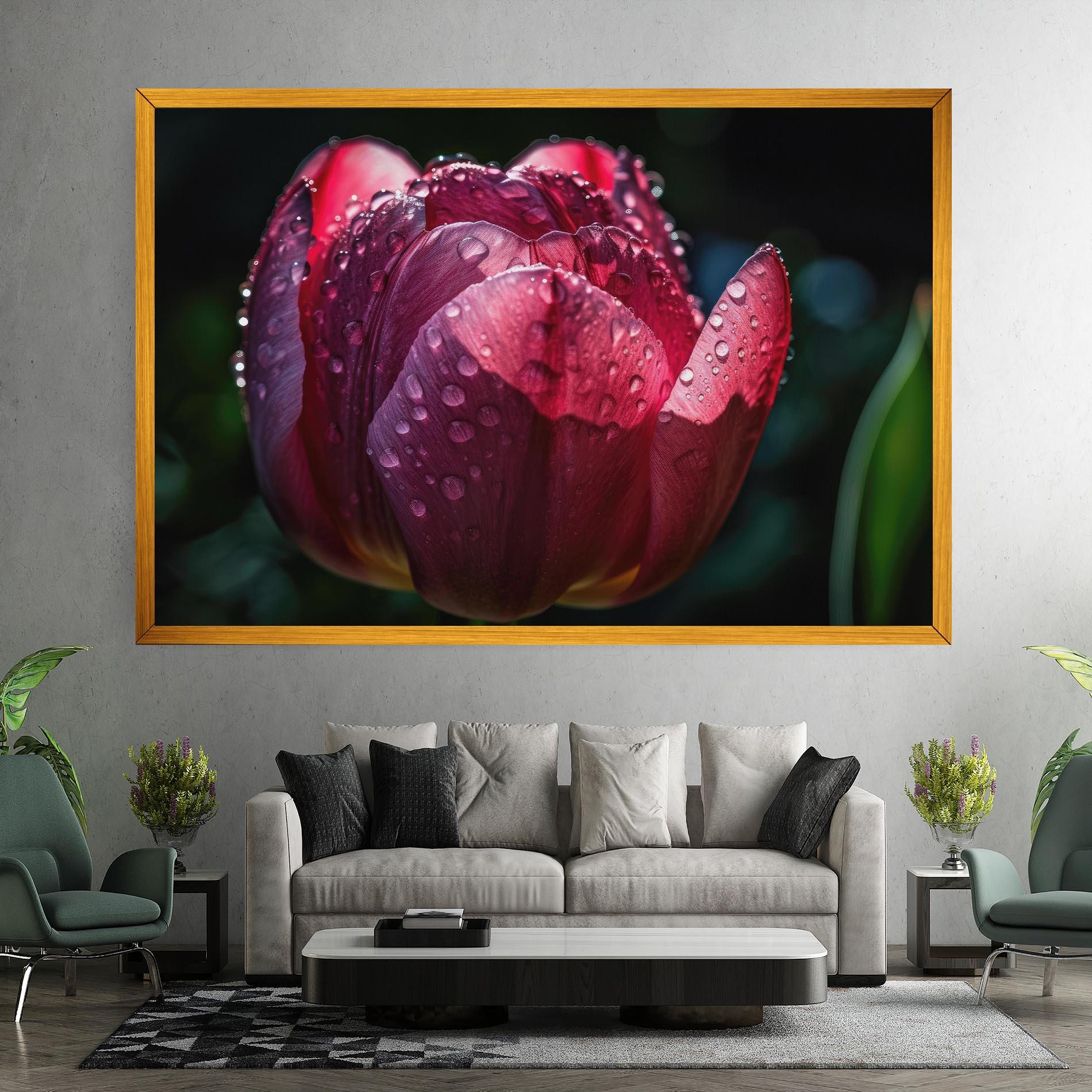 Leinwandbild Pink Tulip After Rain mockup 7