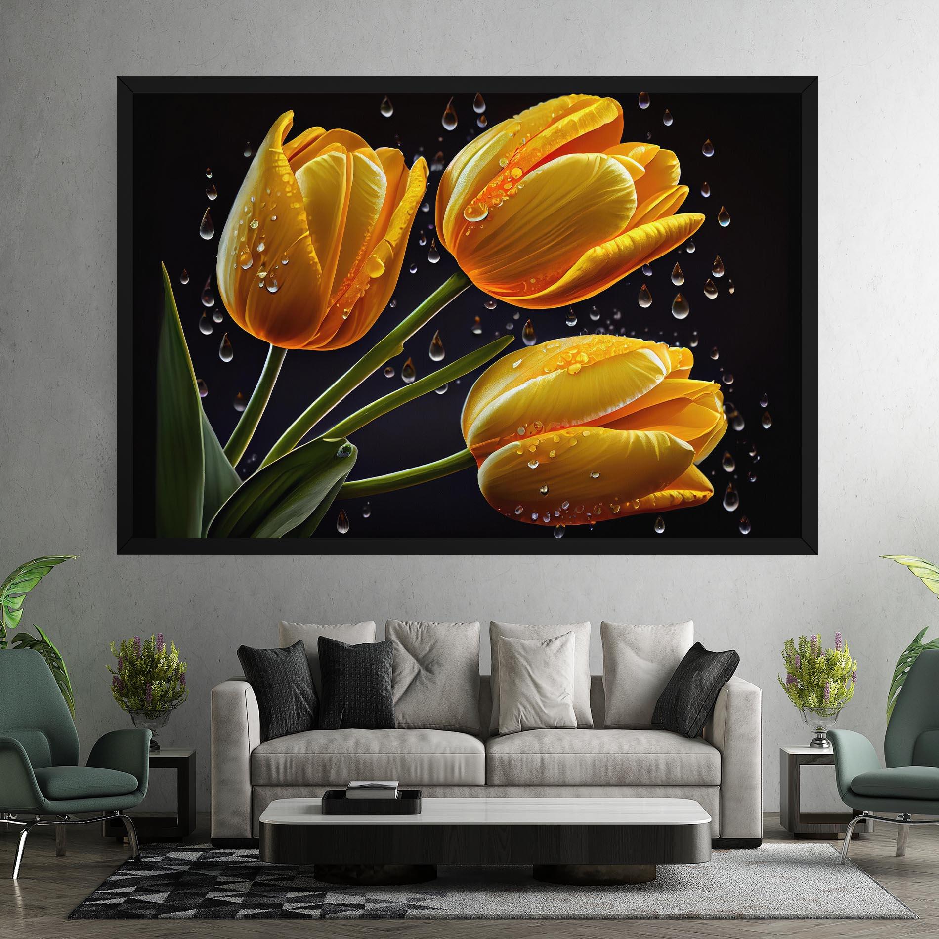 Leinwandbild 3 Yellow Tulips mockup 7