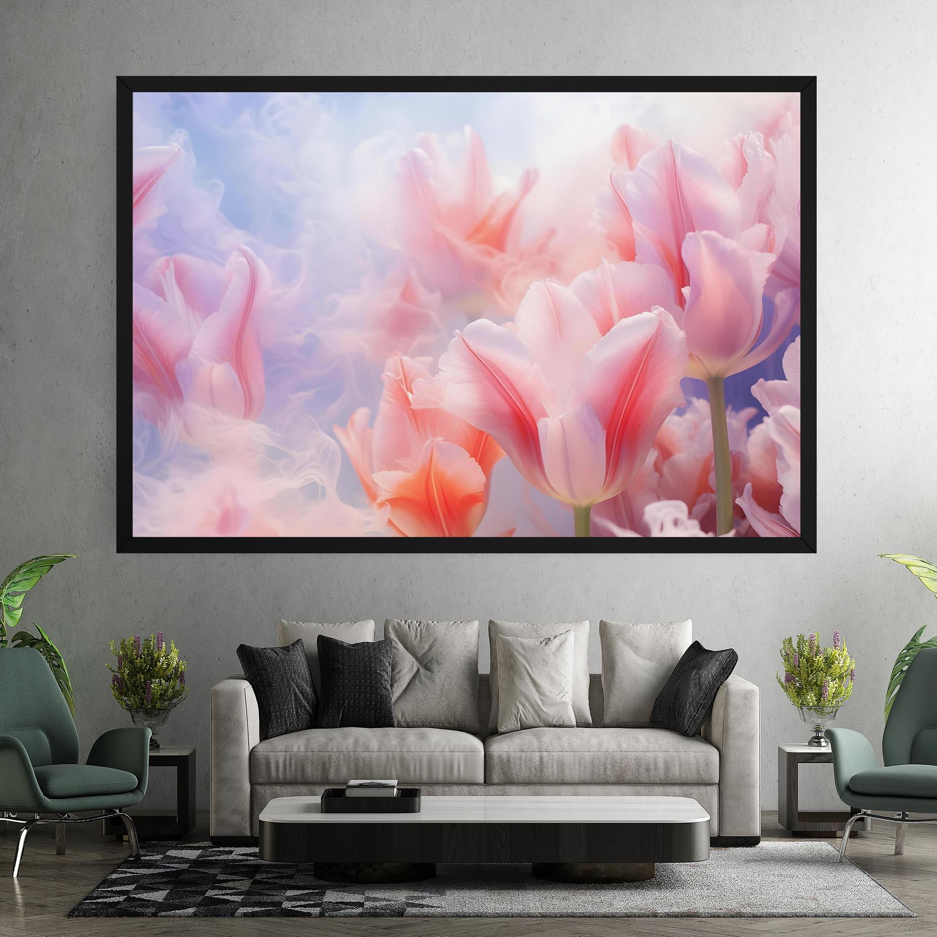 Leinwandbild Dreamy Pink Tulips mockup 7