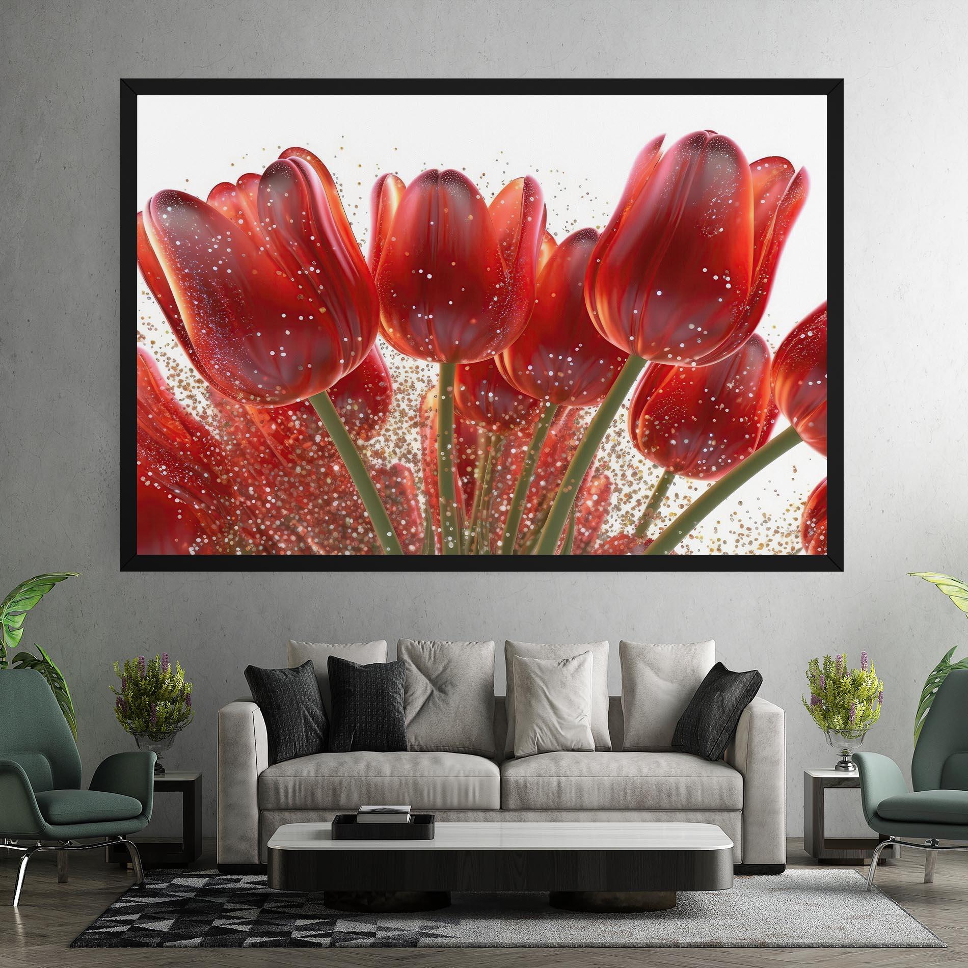 Leinwandbild Glitter Red Tulips mockup 7