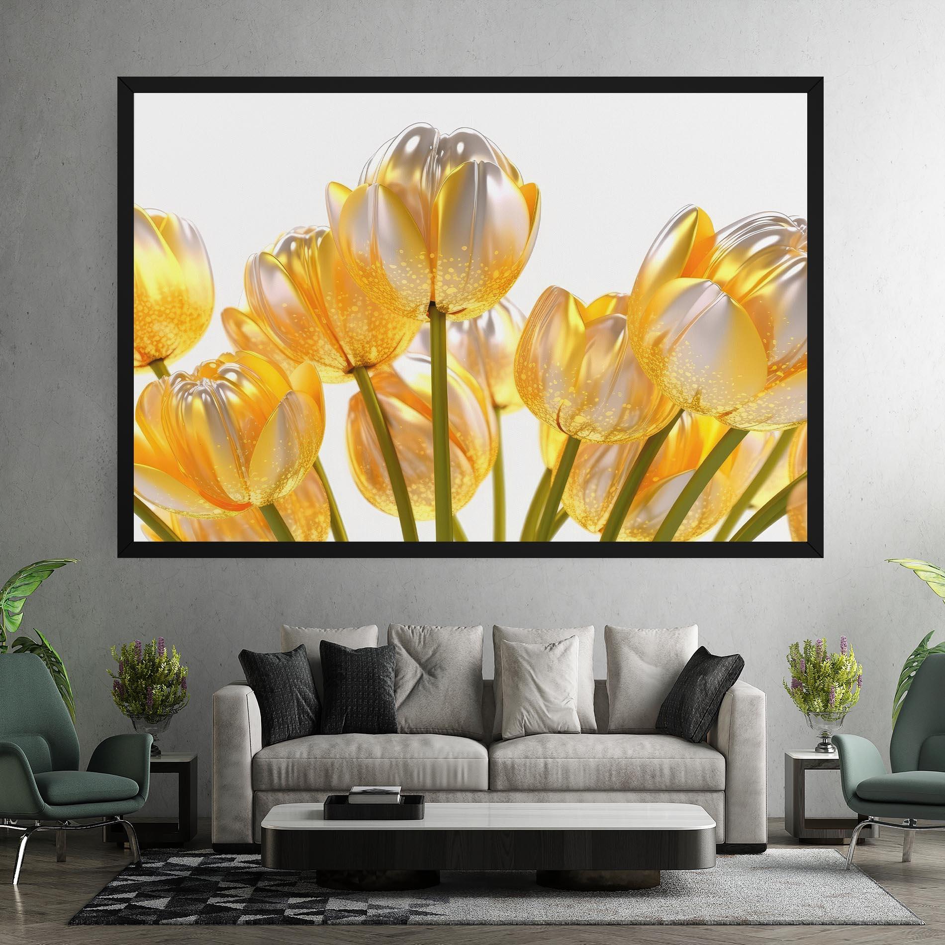 Leinwandbild Gold White Tulips mockup 7
