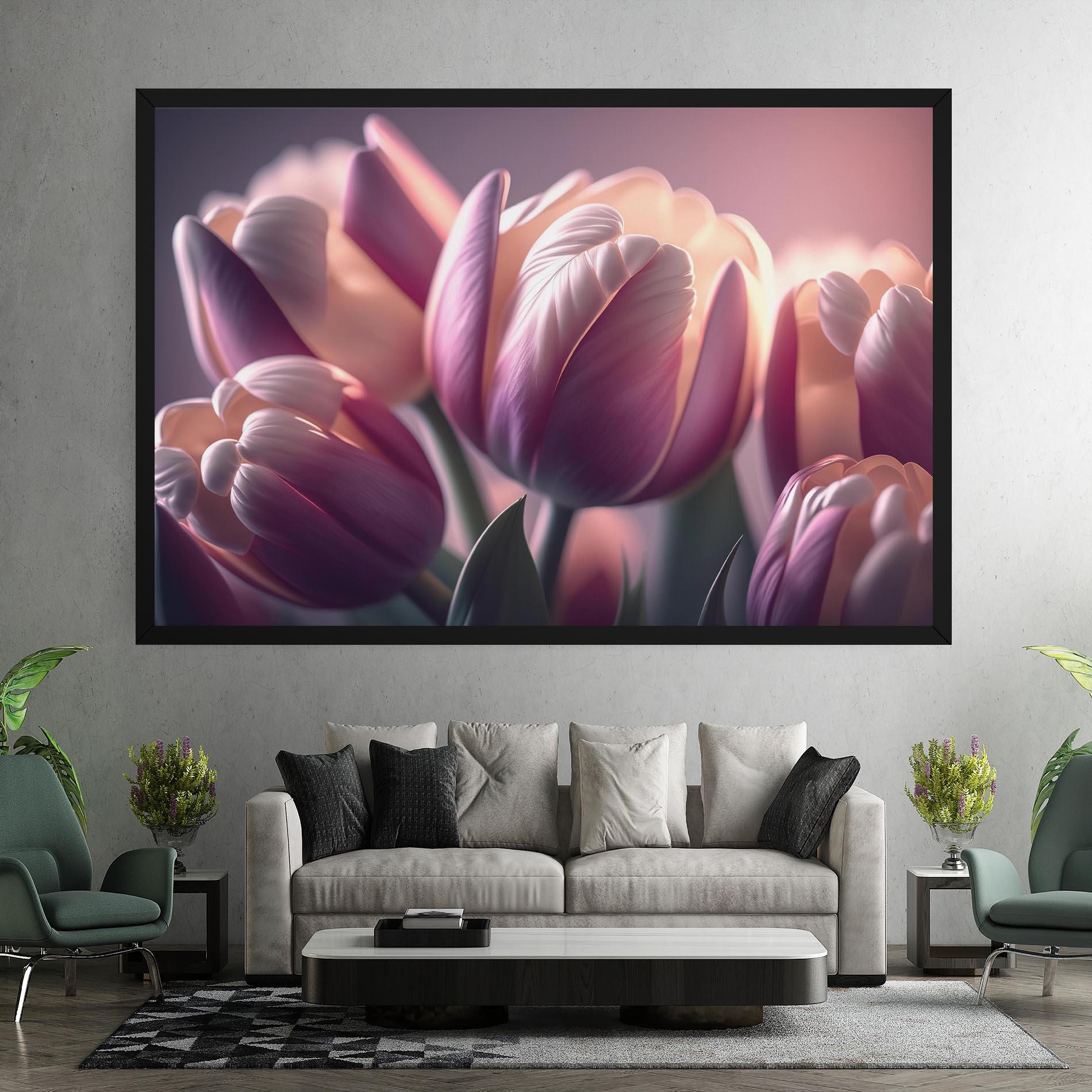 Leinwandbild Pastel Pink Tulips mockup 7