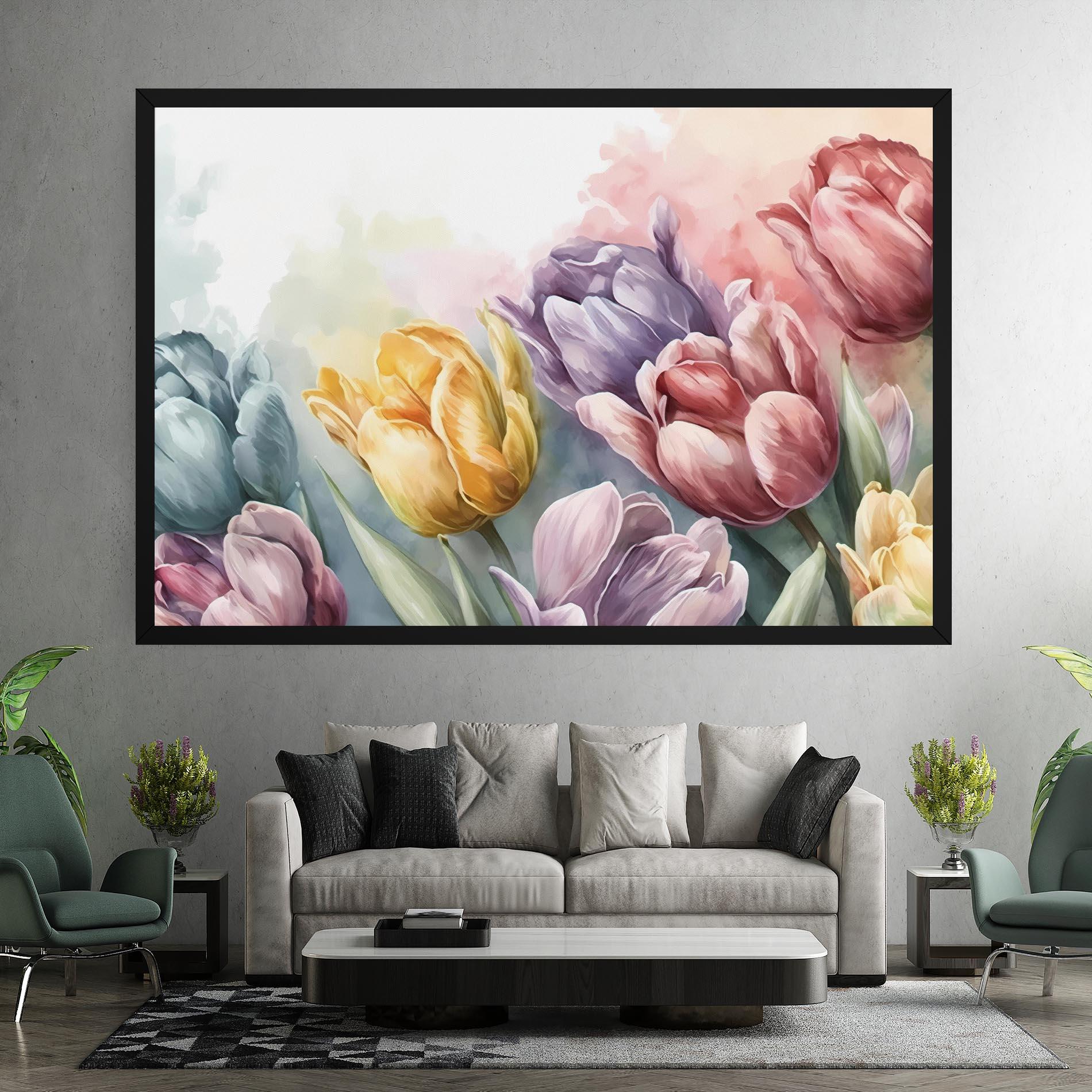 Leinwandbild Pastel Tulips mockup 7