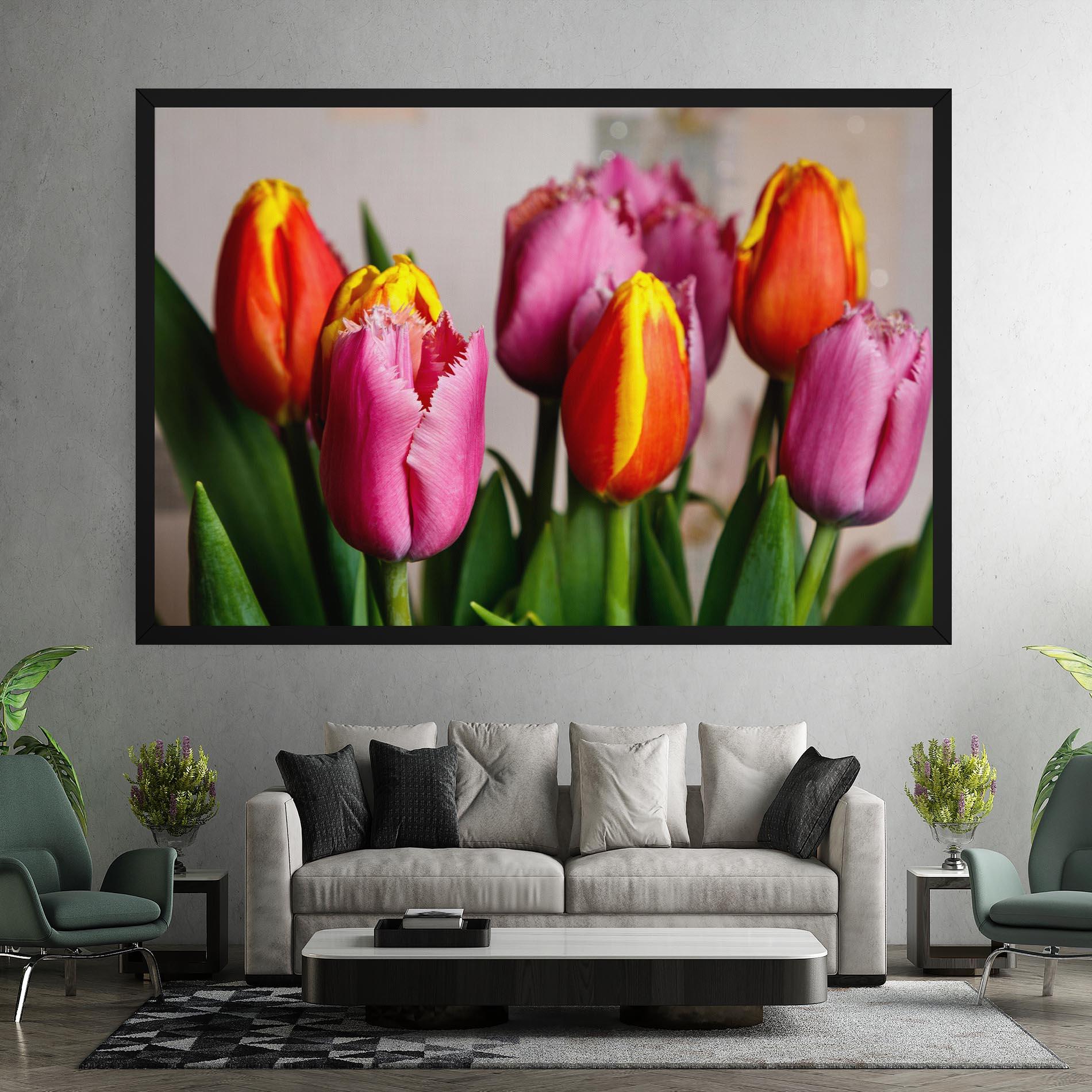 Leinwandbild Pink Orange Tulips mockup 7