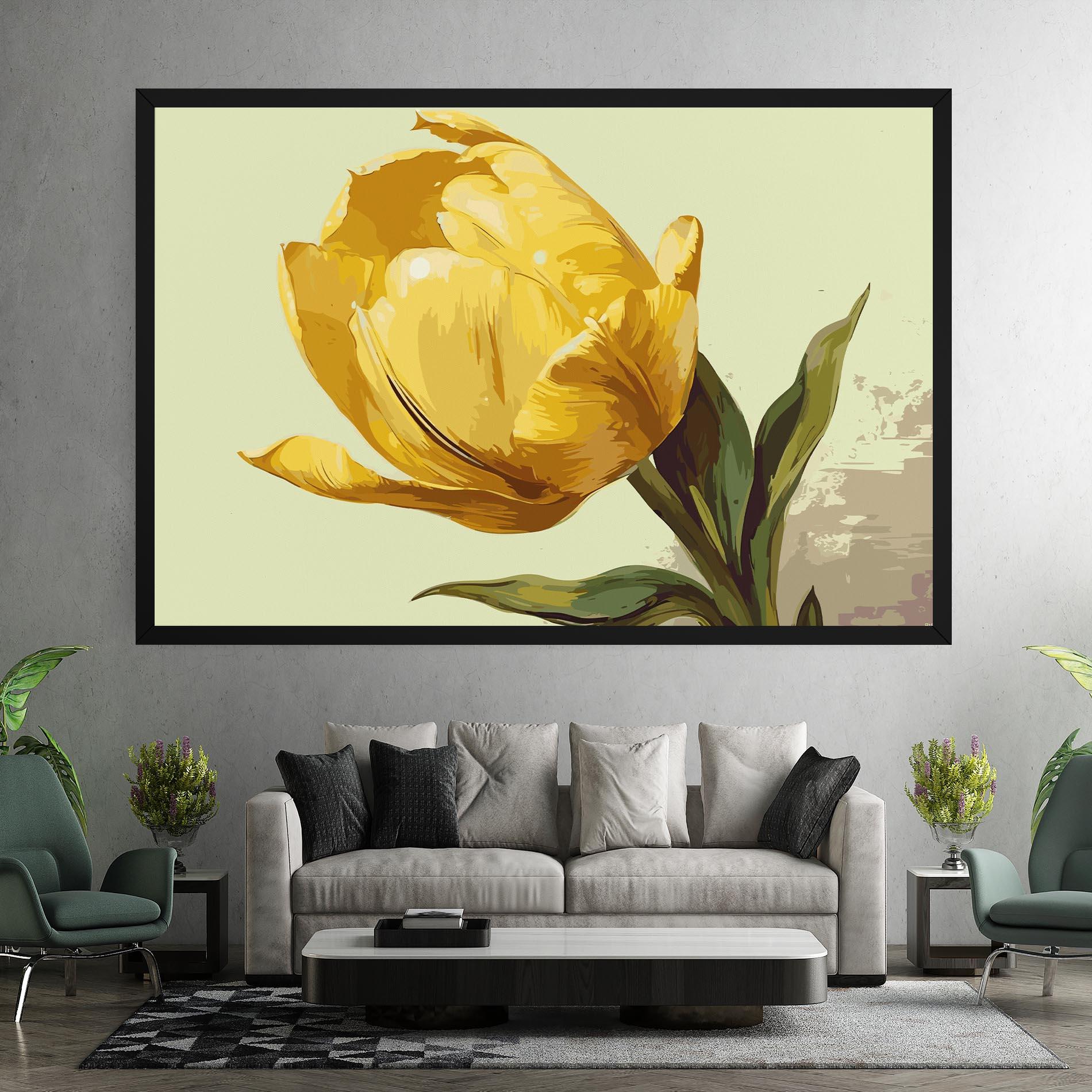 Leinwandbild Yellow Shiny Tulip mockup 7