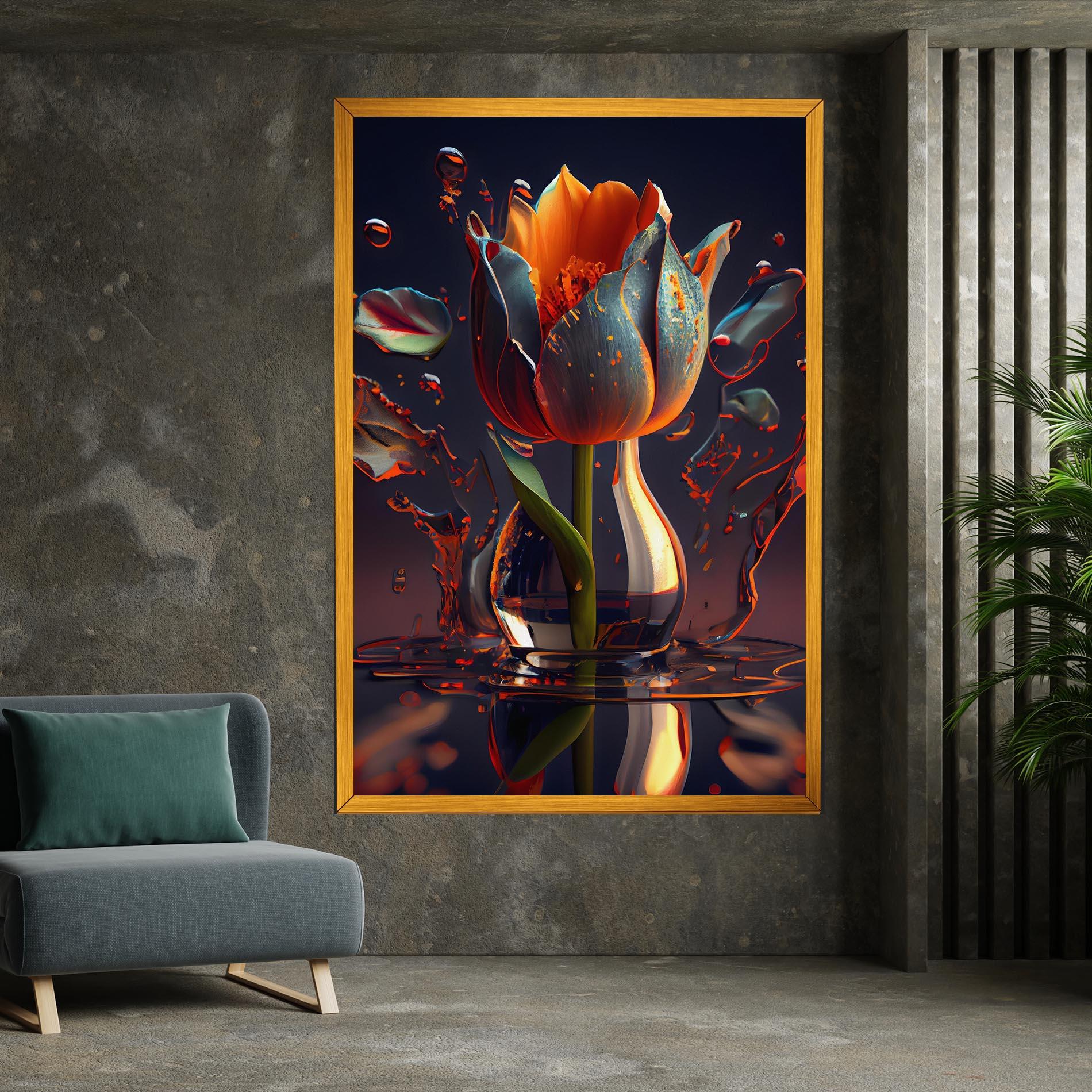 Leinwandbild Black Tulip In Vase mockup 7