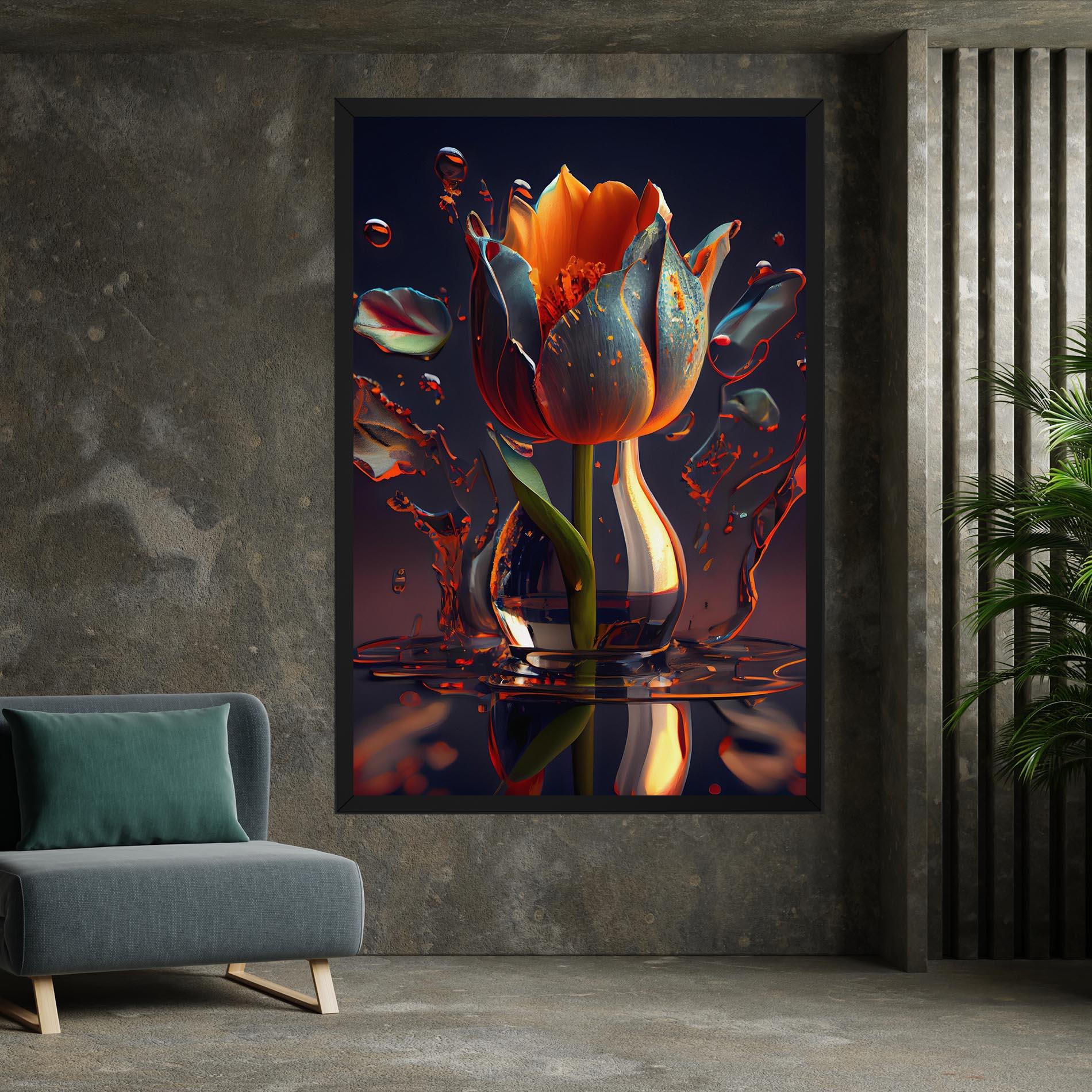 Leinwandbild Black Tulip In Vase mockup 7