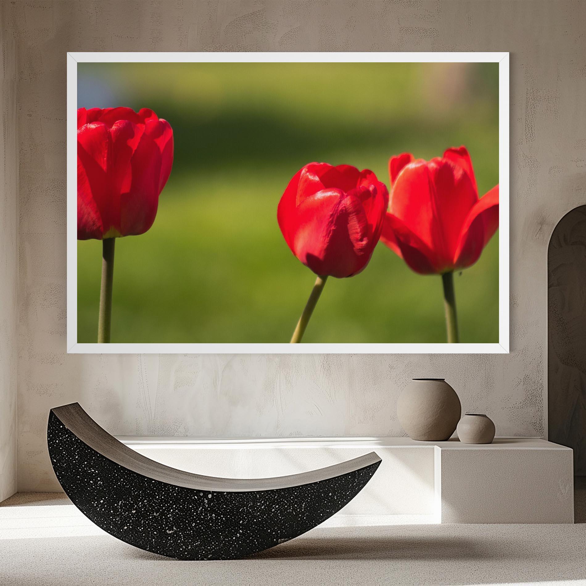 Leinwandbild 3 Red Tulips mockup 8