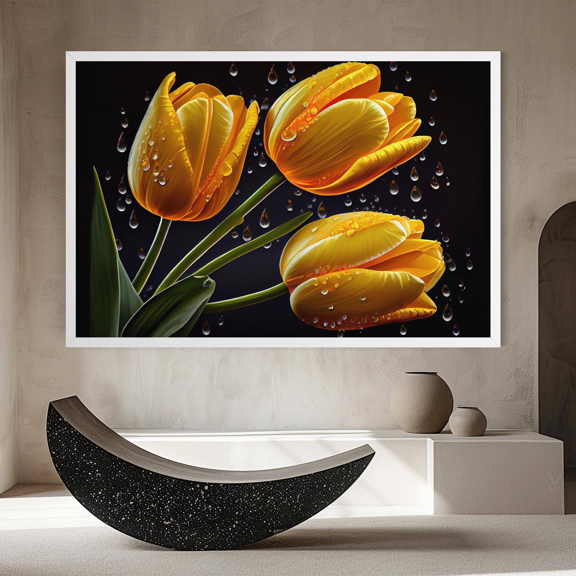Leinwandbild 3 Yellow Tulips mockup 8