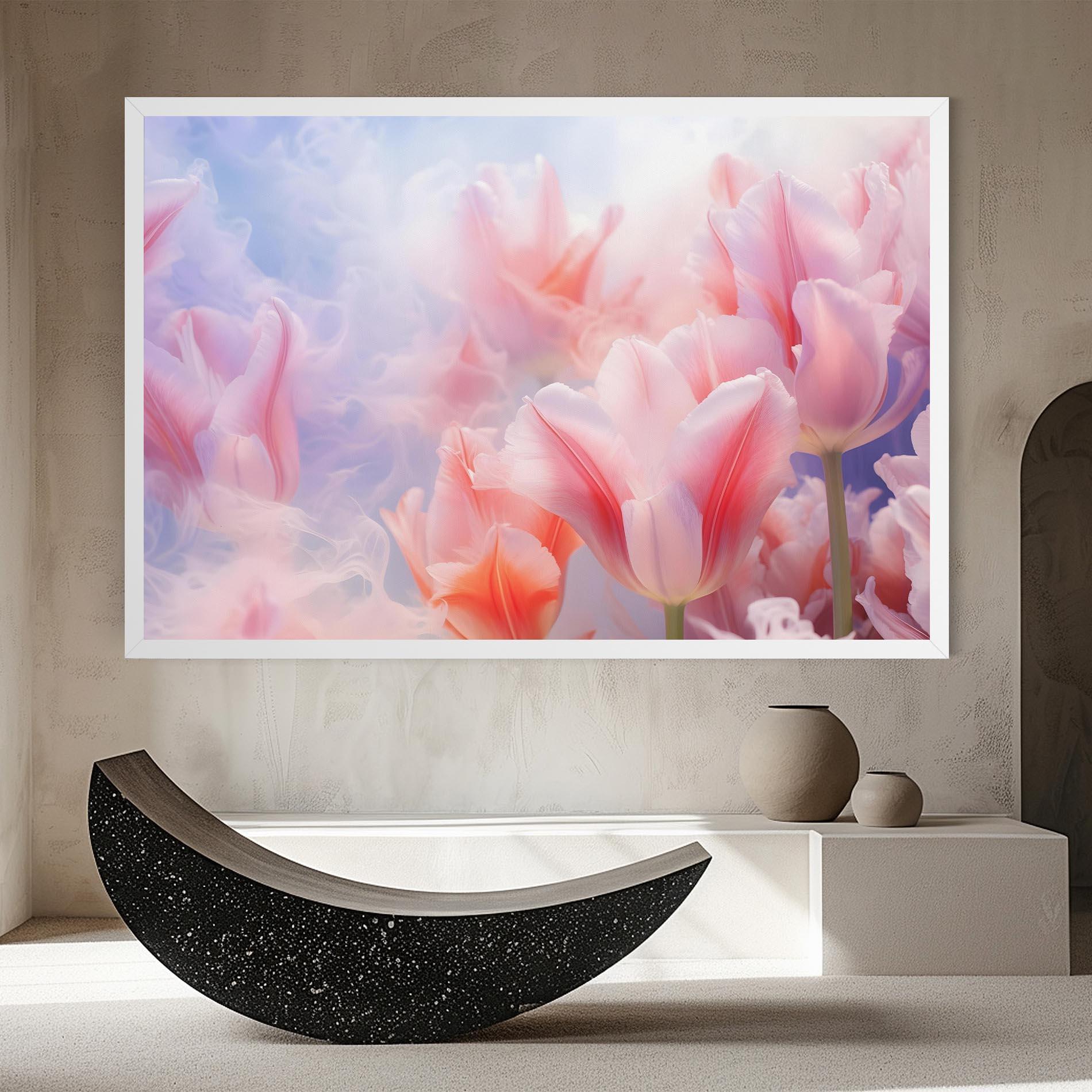 Leinwandbild Dreamy Pink Tulips mockup 8