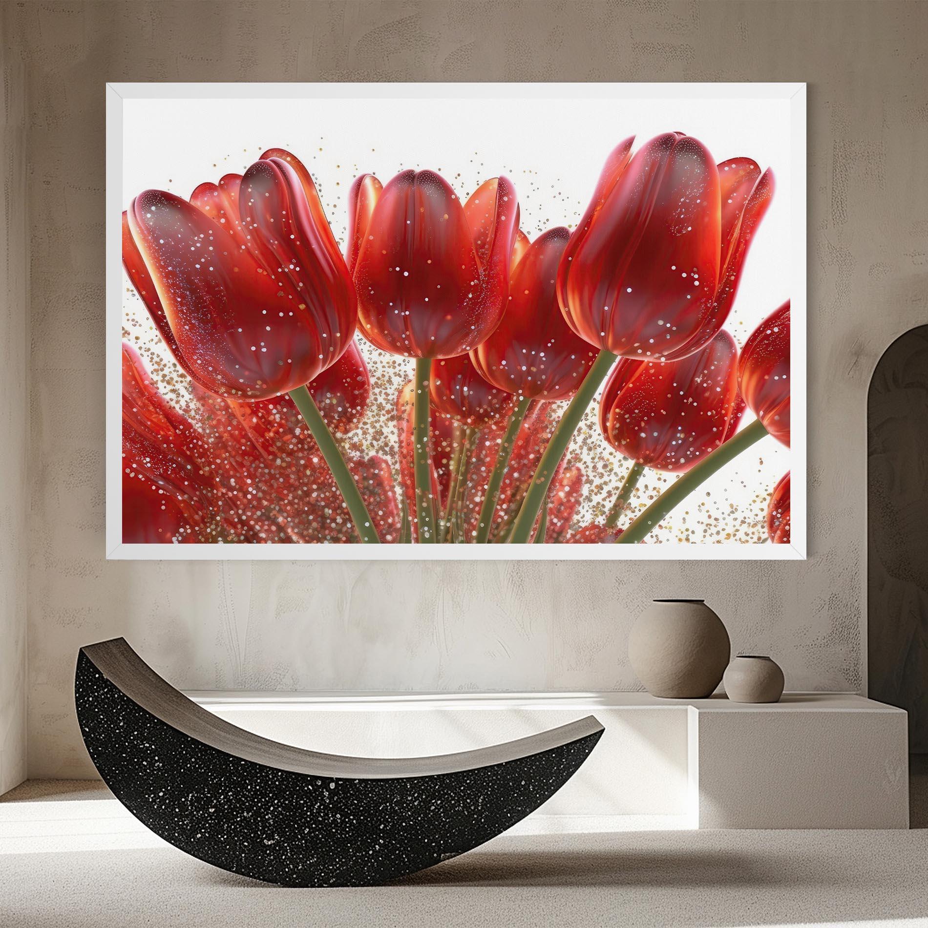 Leinwandbild Glitter Red Tulips mockup 8