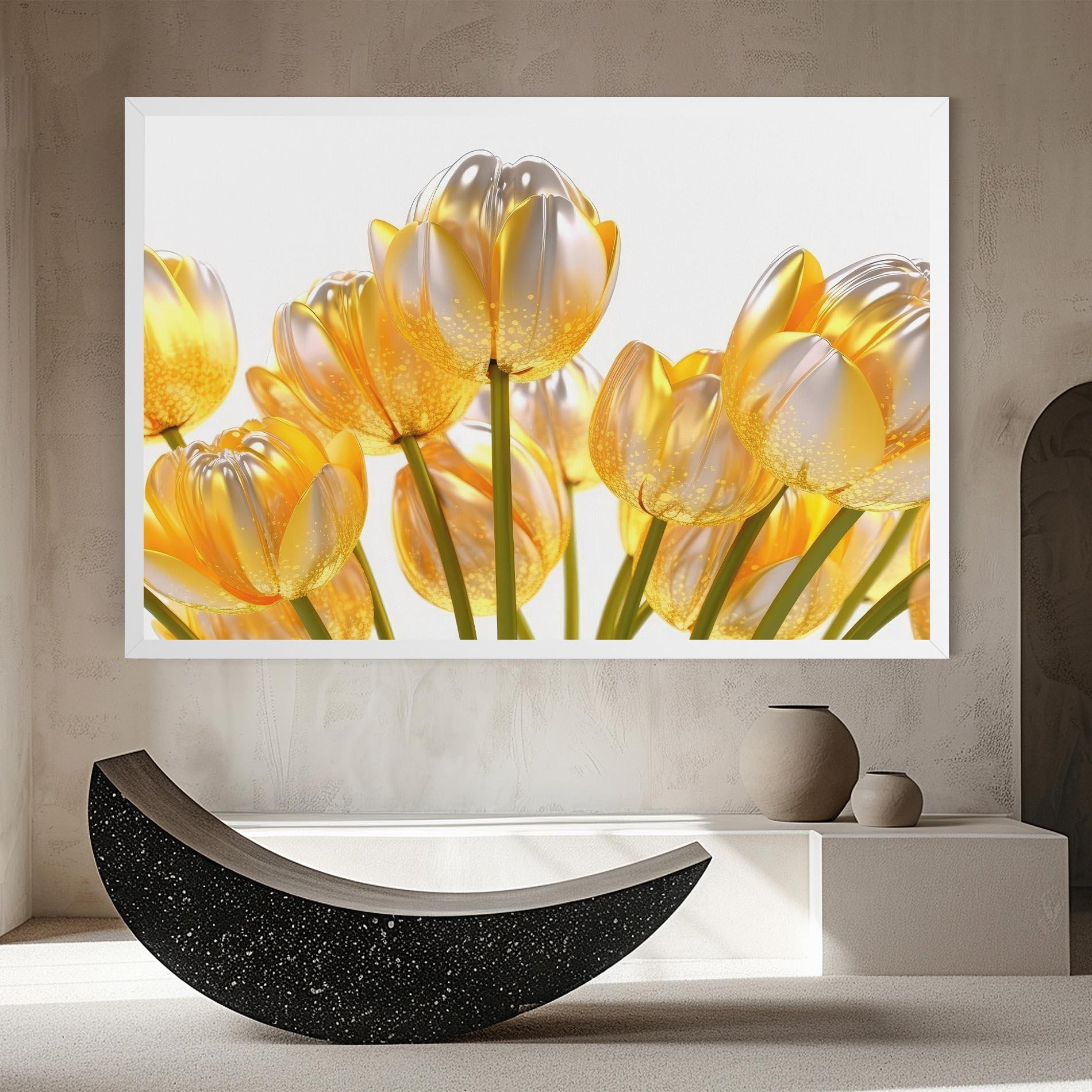 Leinwandbild Gold White Tulips mockup 8