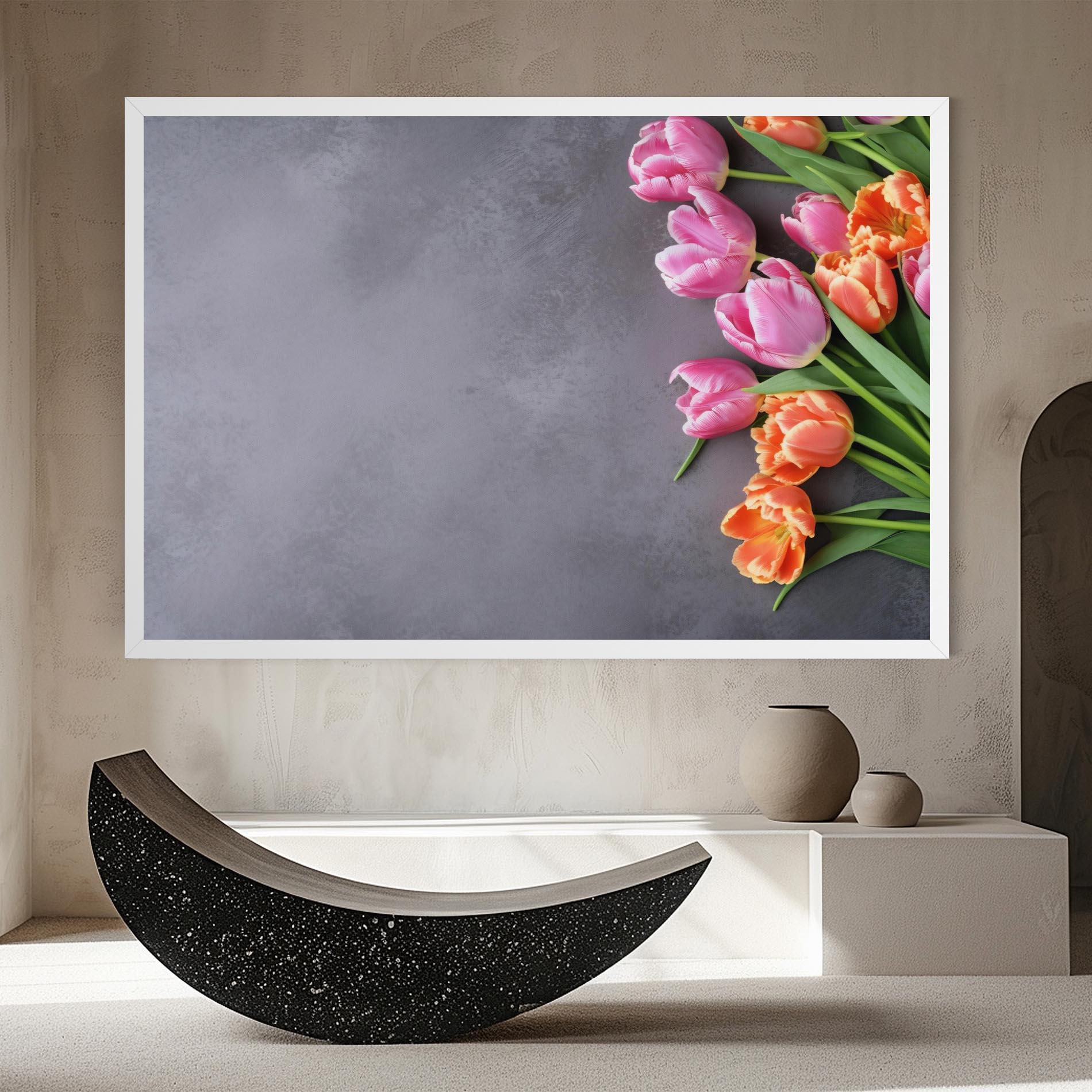 Leinwandbild Light Orange Pink Tulips mockup 8