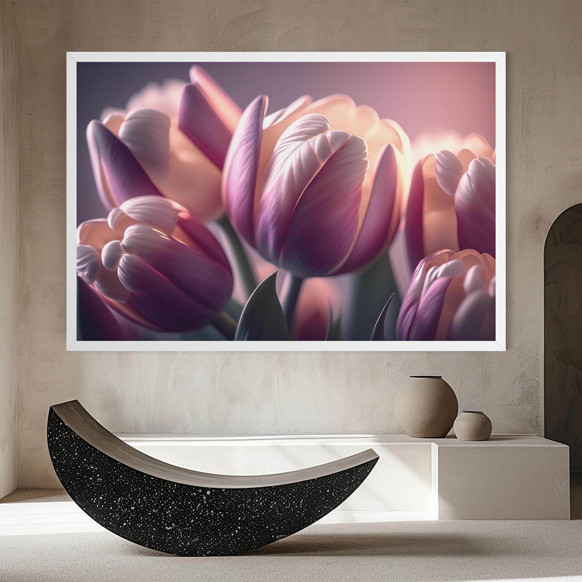 Leinwandbild Pastel Pink Tulips mockup 8