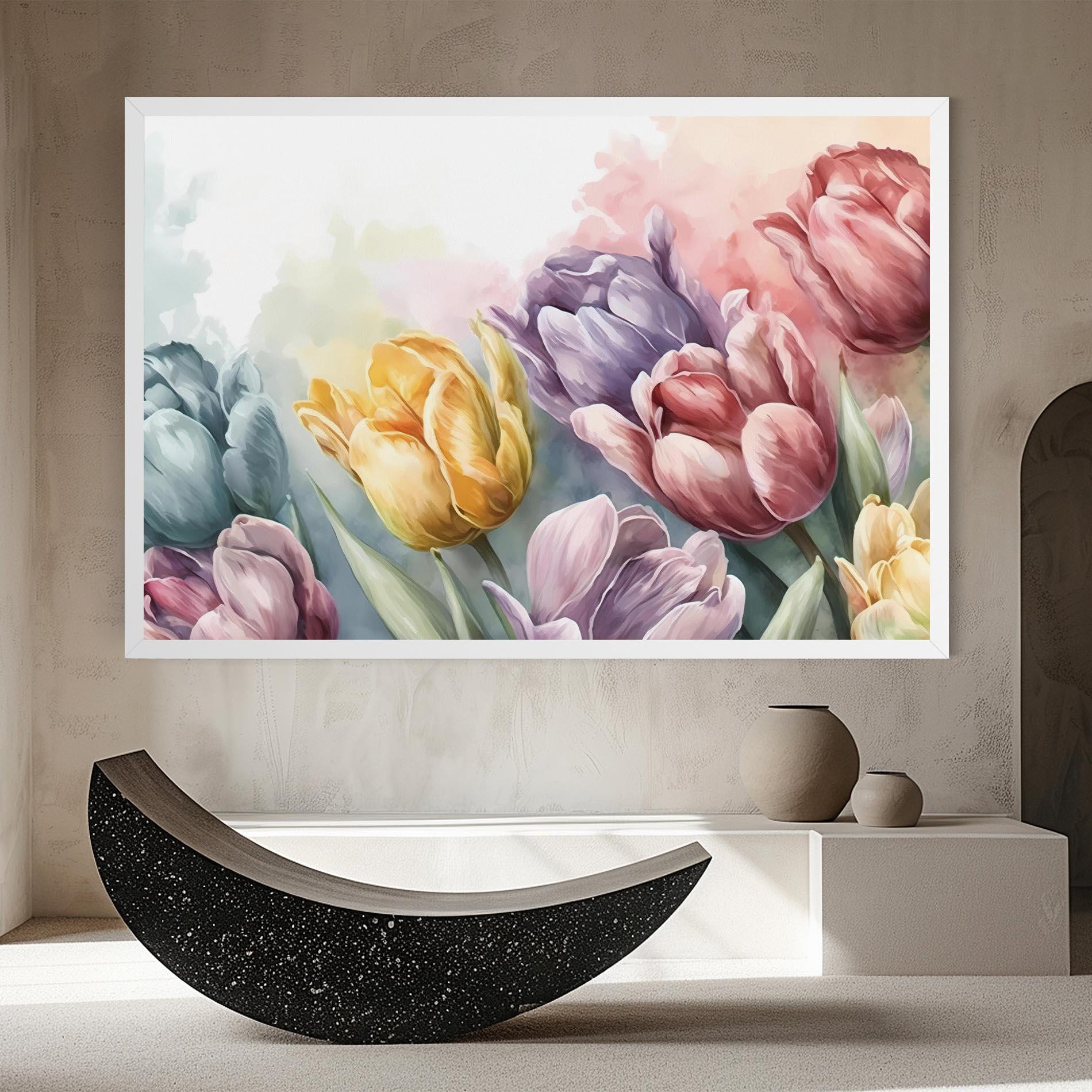 Leinwandbild Pastel Tulips mockup 8