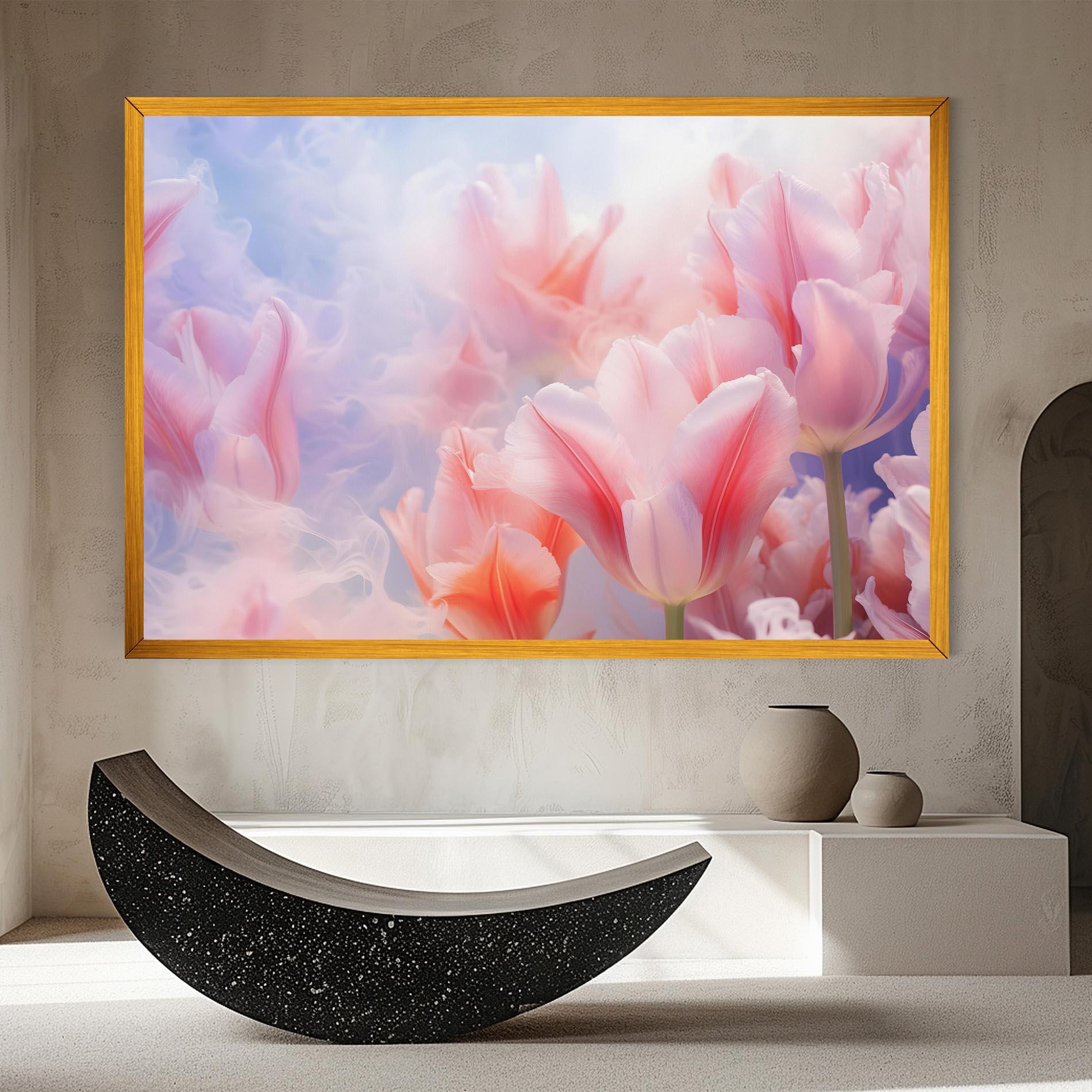 Leinwandbild Dreamy Pink Tulips mockup 8