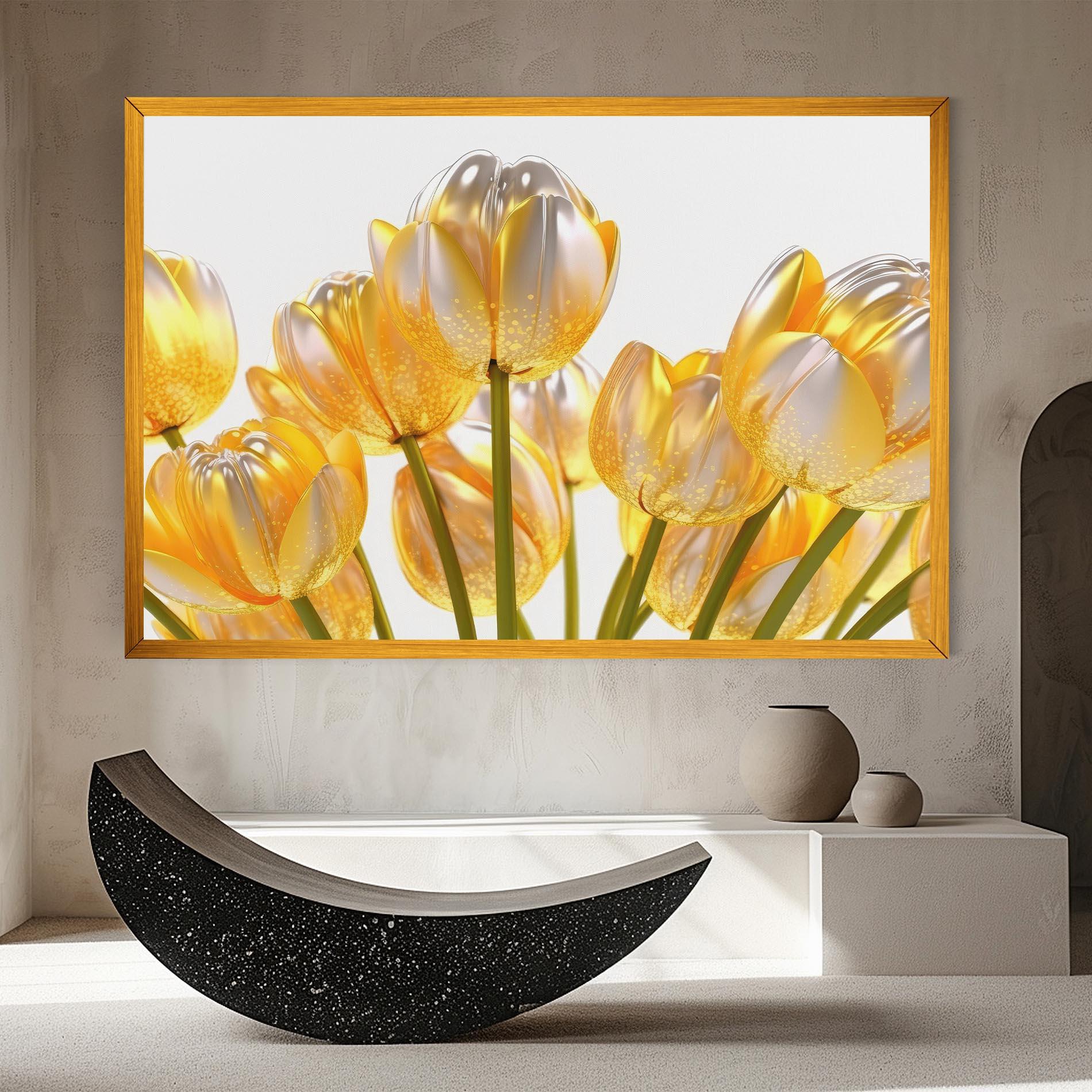 Leinwandbild Gold White Tulips mockup 8