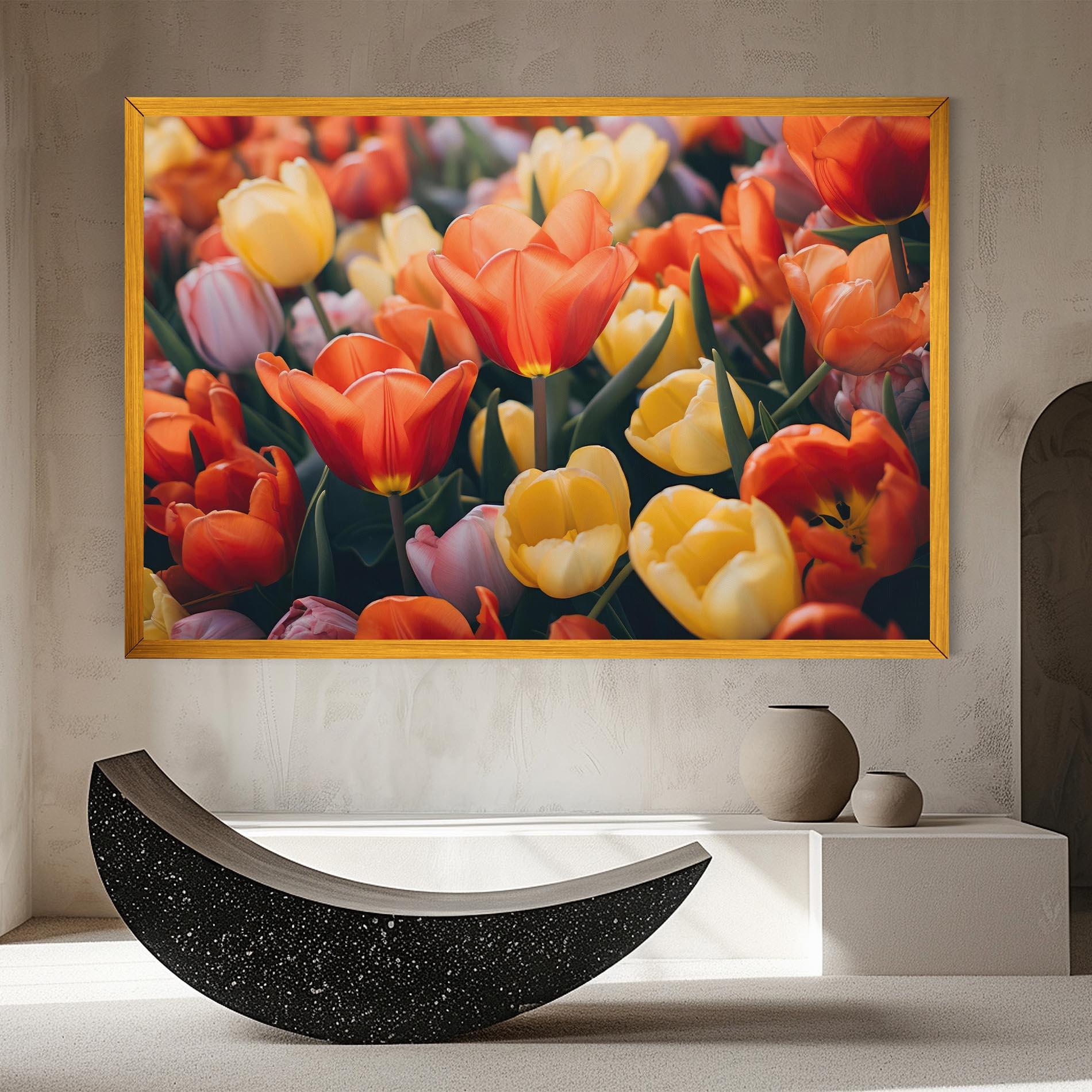 Leinwandbild Orange Yellow Tulips mockup 8