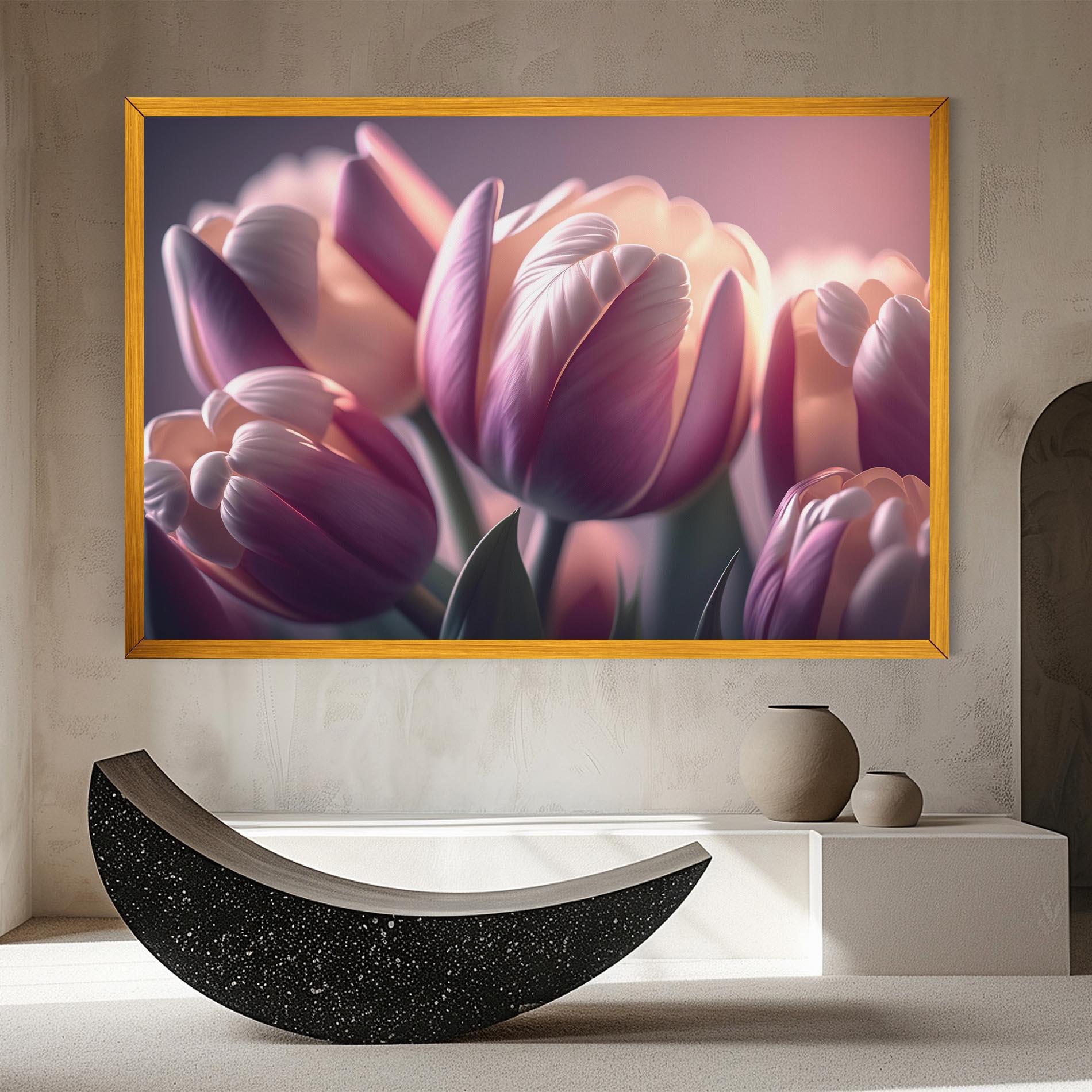 Leinwandbild Pastel Pink Tulips mockup 8