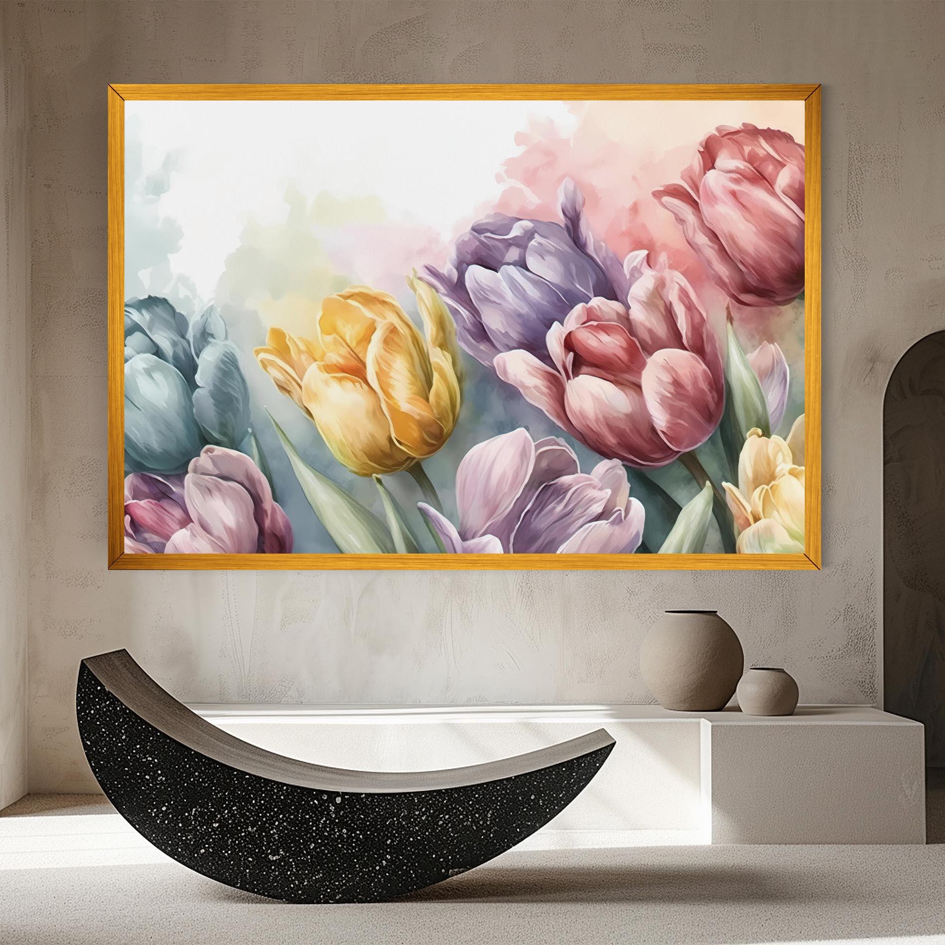 Leinwandbild Pastel Tulips mockup 8