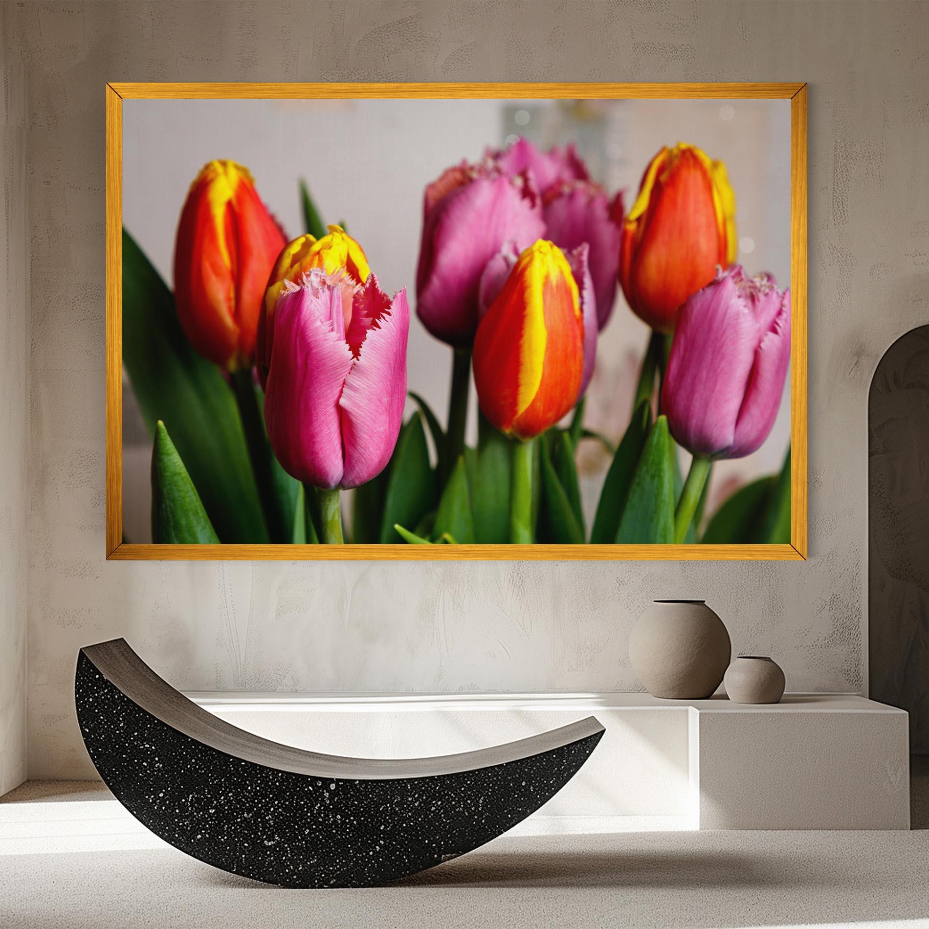 Leinwandbild Pink Orange Tulips mockup 8