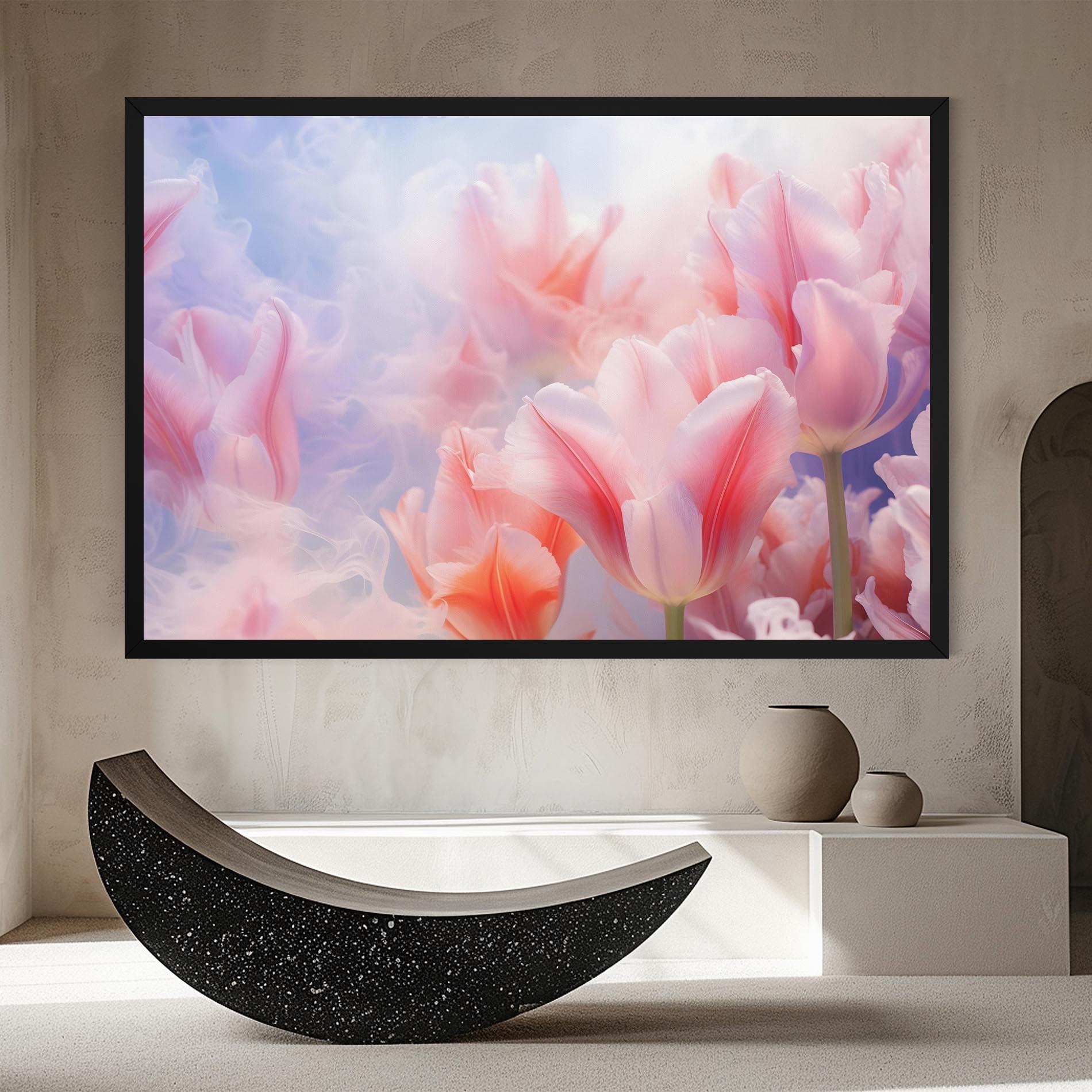 Leinwandbild Dreamy Pink Tulips mockup 8