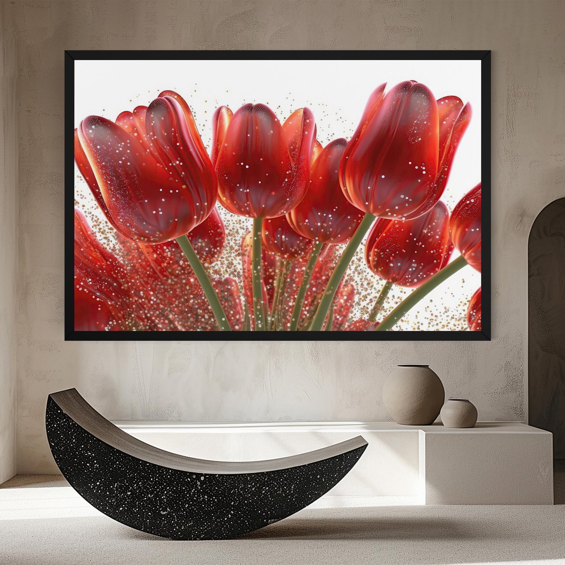 Leinwandbild Glitter Red Tulips mockup 8