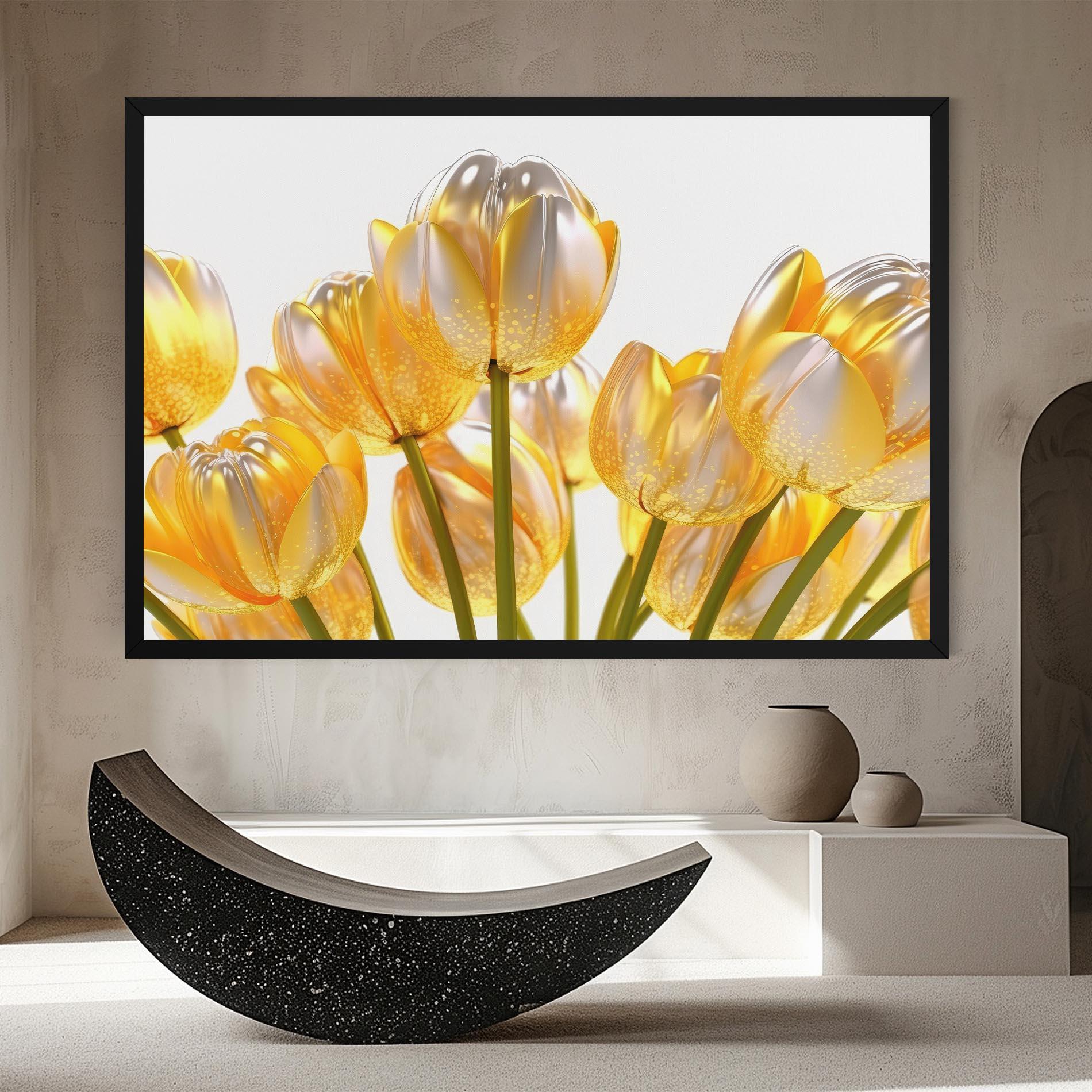 Leinwandbild Gold White Tulips mockup 8