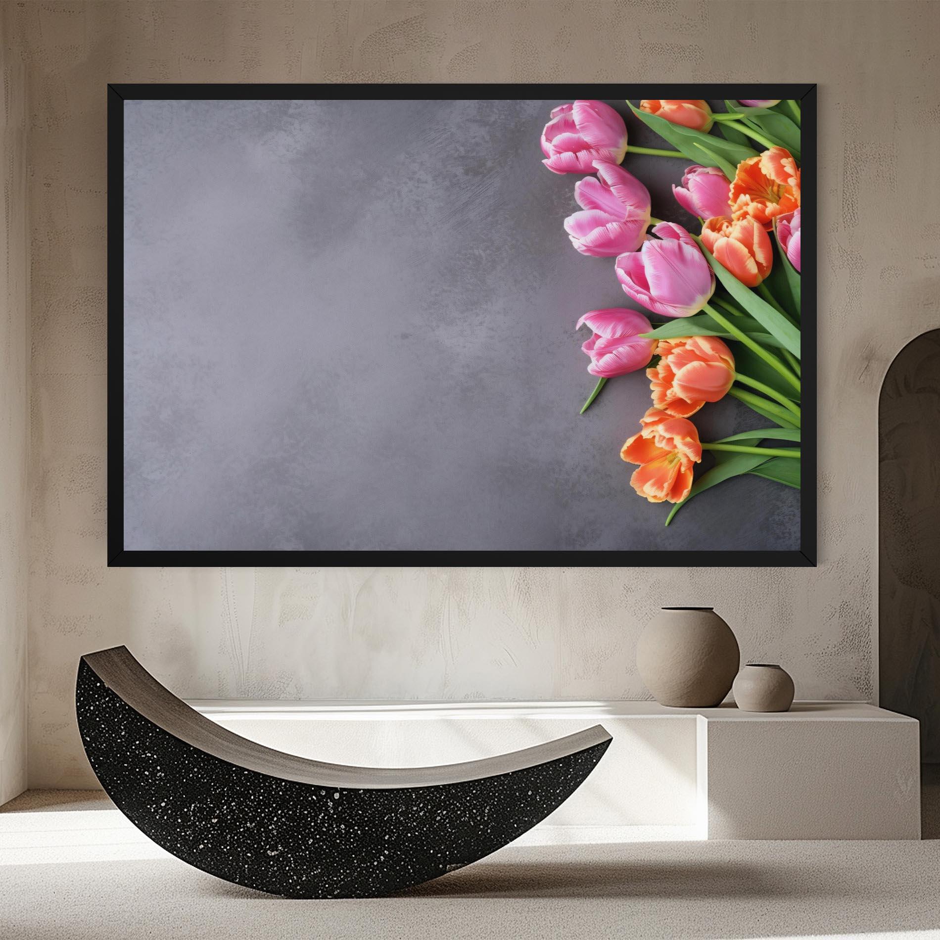 Leinwandbild Light Orange Pink Tulips mockup 8