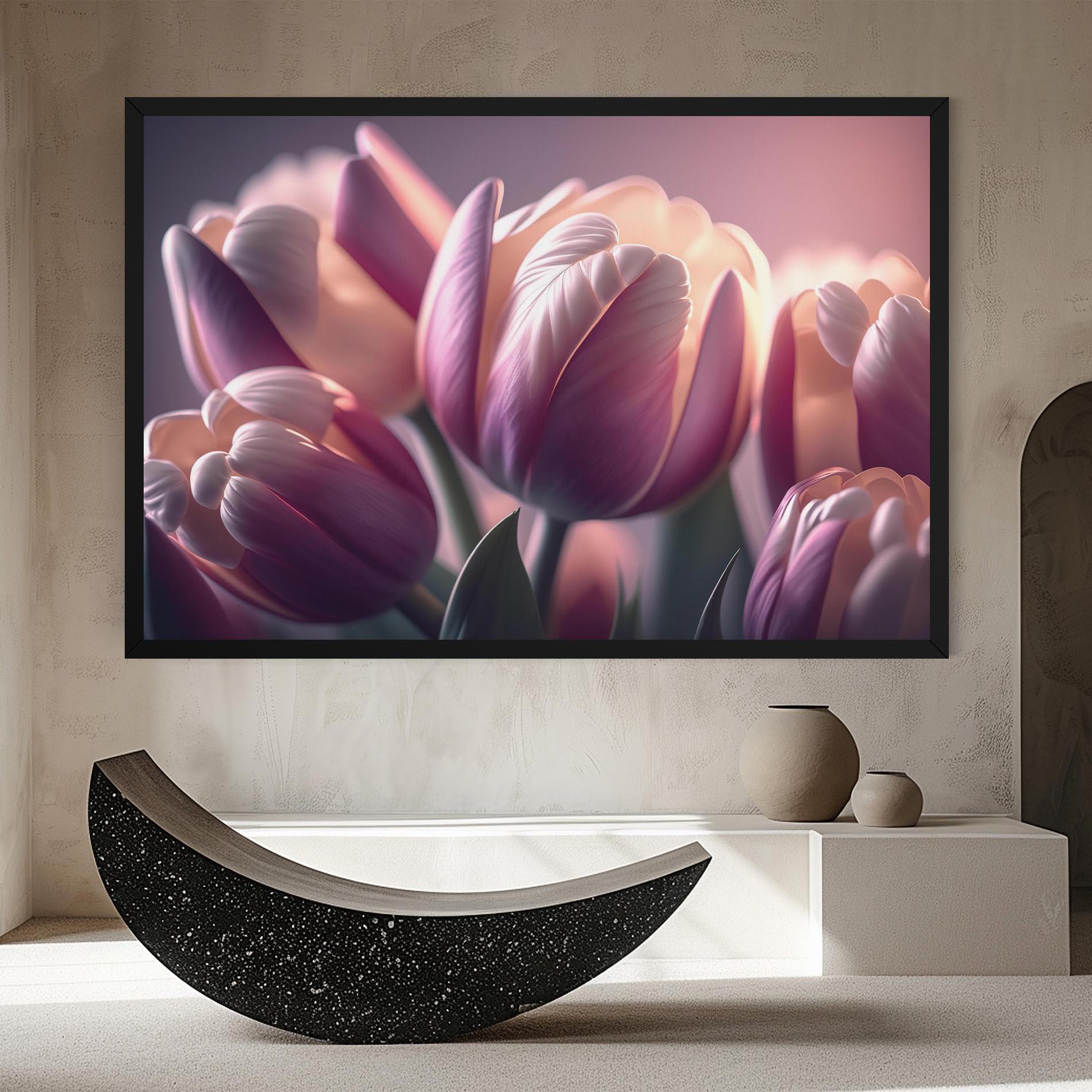 Leinwandbild Pastel Pink Tulips mockup 8