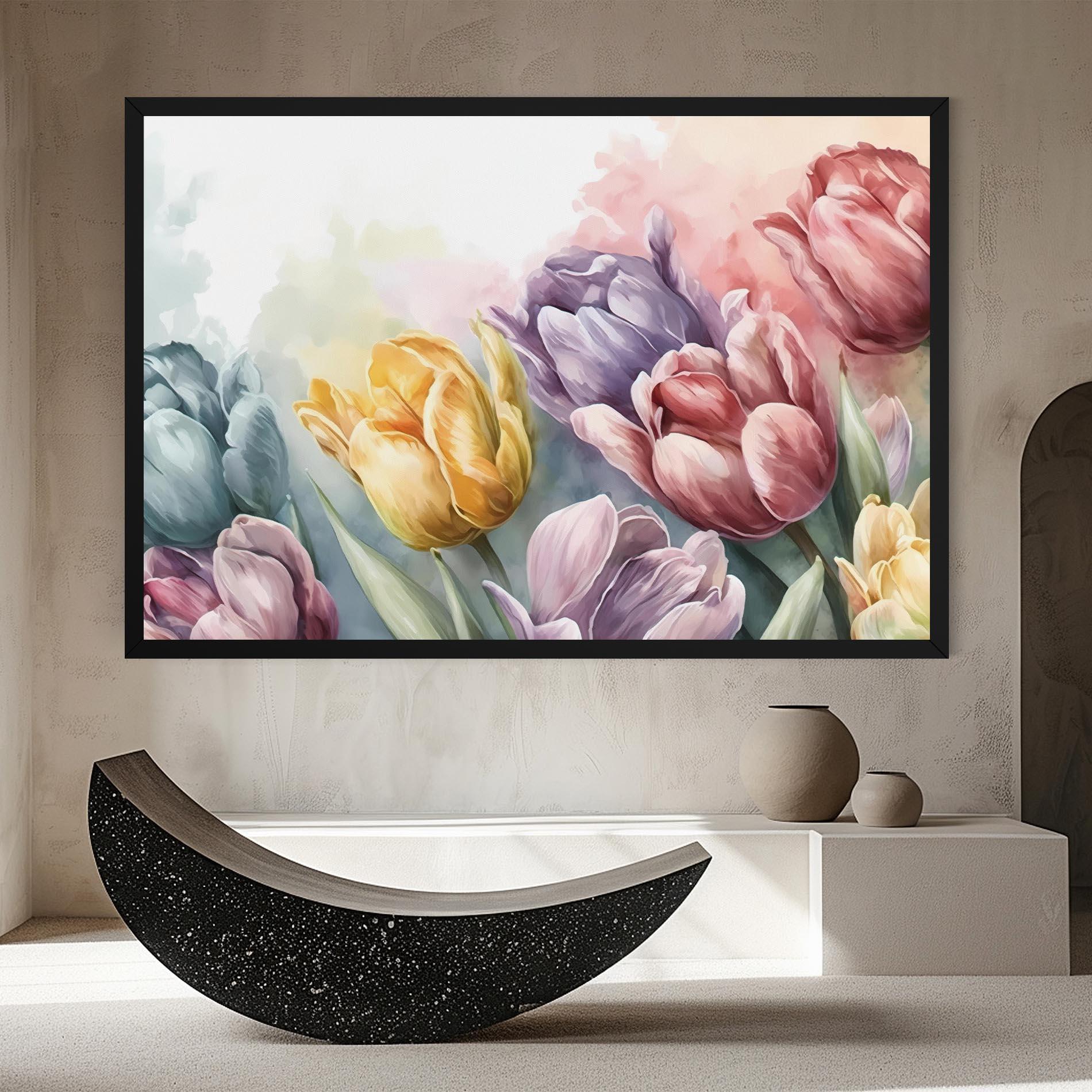 Leinwandbild Pastel Tulips mockup 8