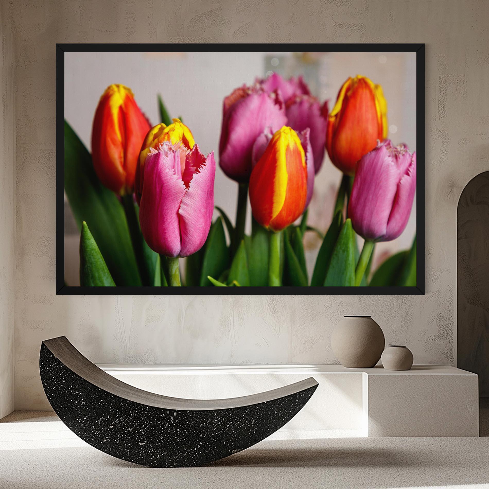 Leinwandbild Pink Orange Tulips mockup 8