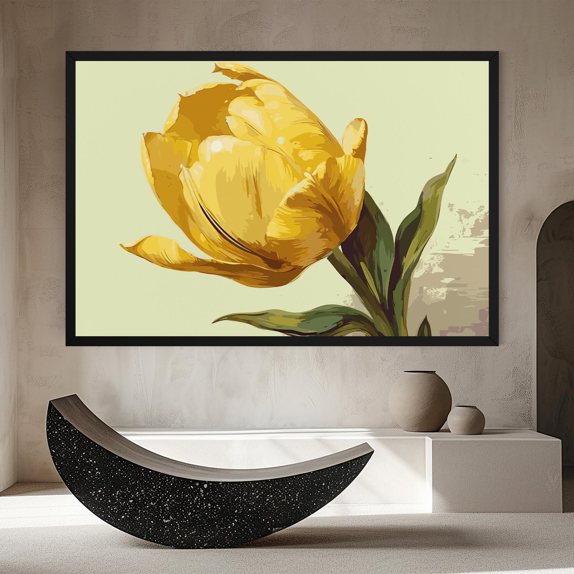 Leinwandbild Yellow Shiny Tulip mockup 8