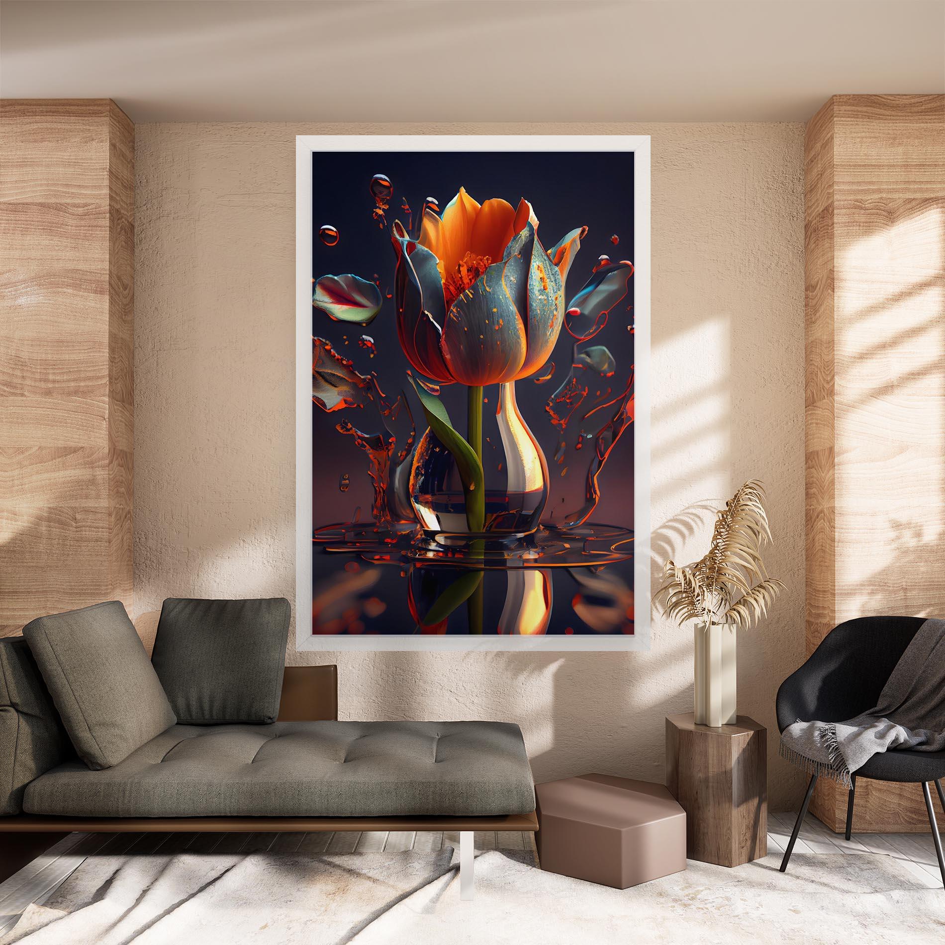 Leinwandbild Black Tulip In Vase mockup 8